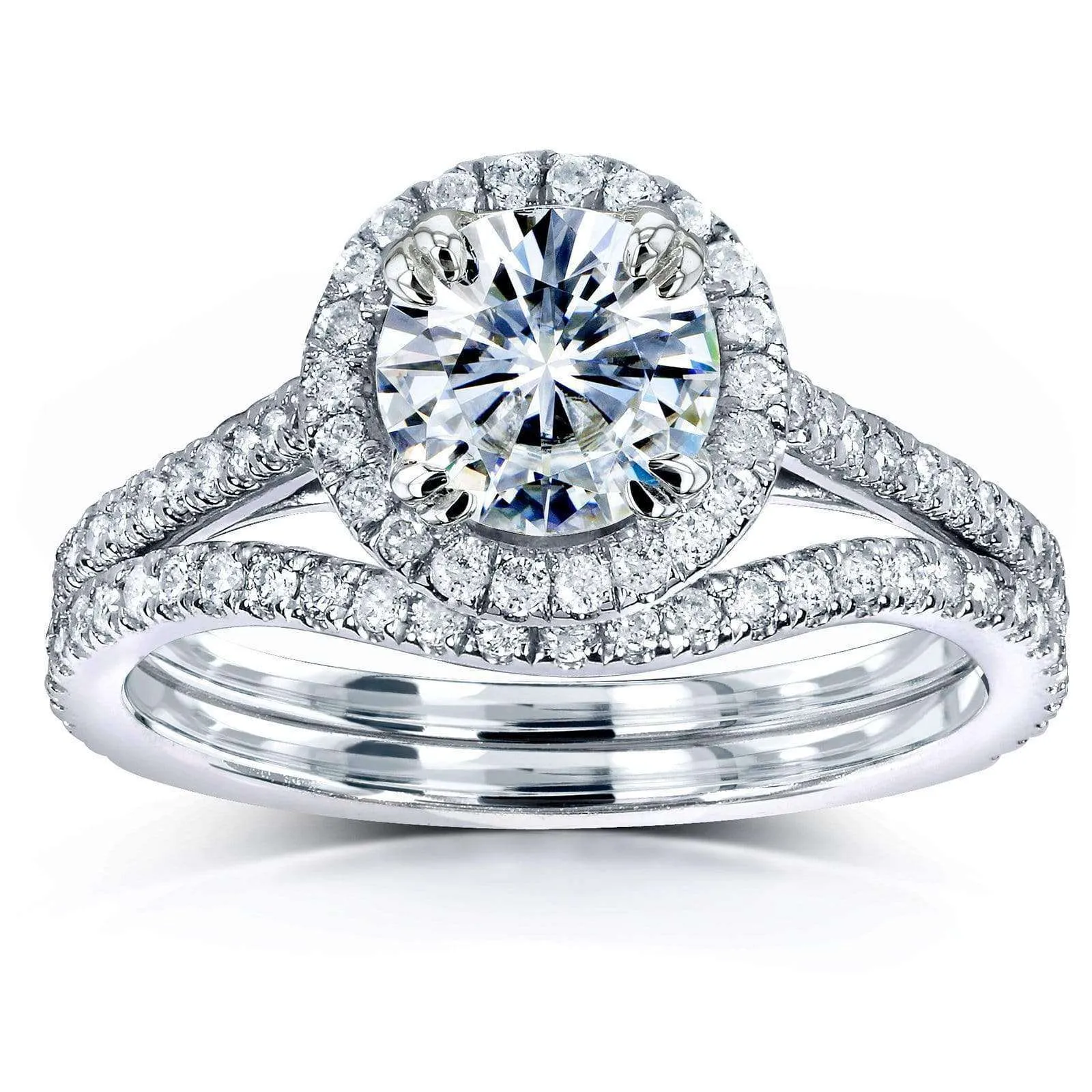 1-1/2ct.tw Original Round 6.5 Halo Bridal Set - Curved Band