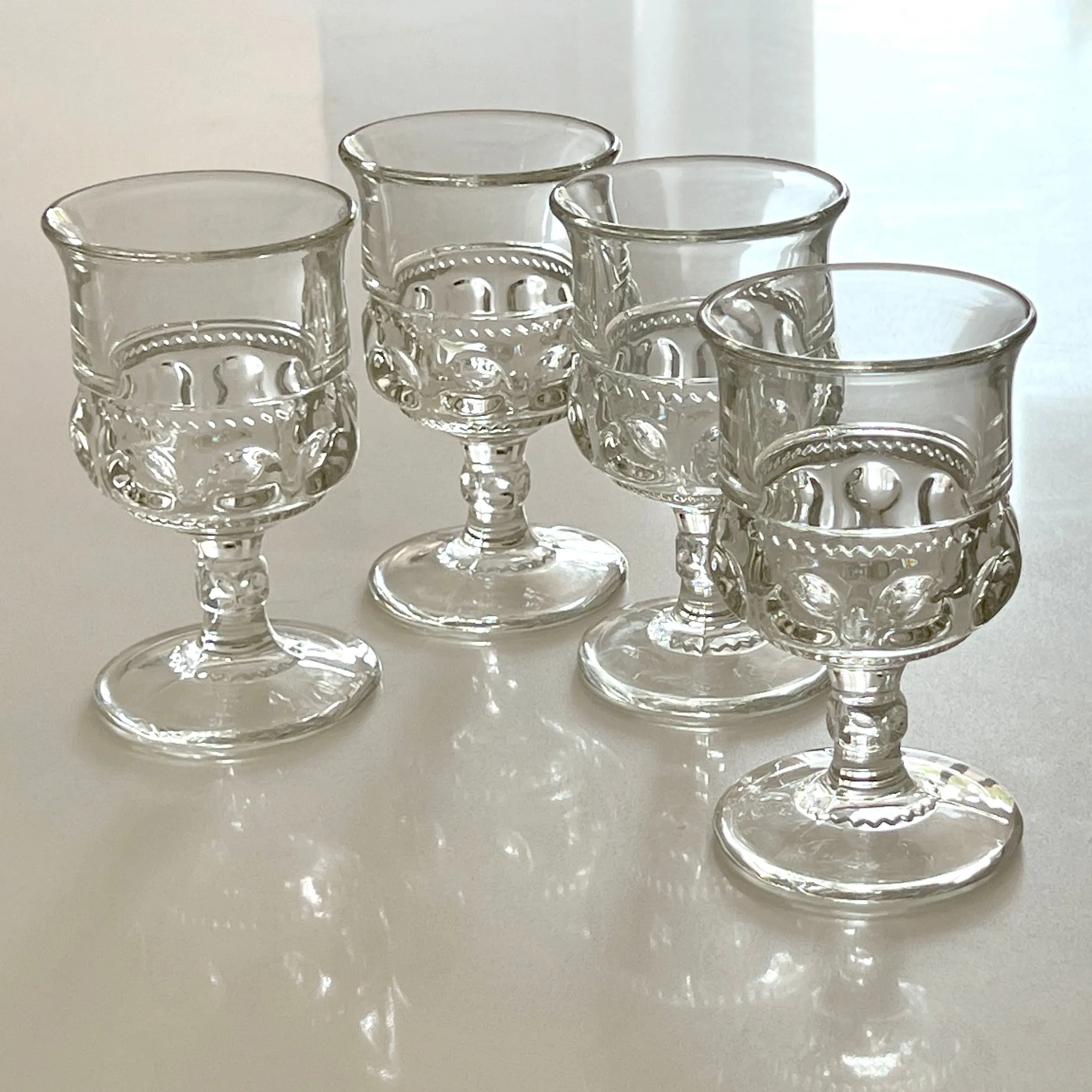 1940's Tiffin-Franciscan King's Crown Clear Water Goblets 5-5/8 in. Set of 4