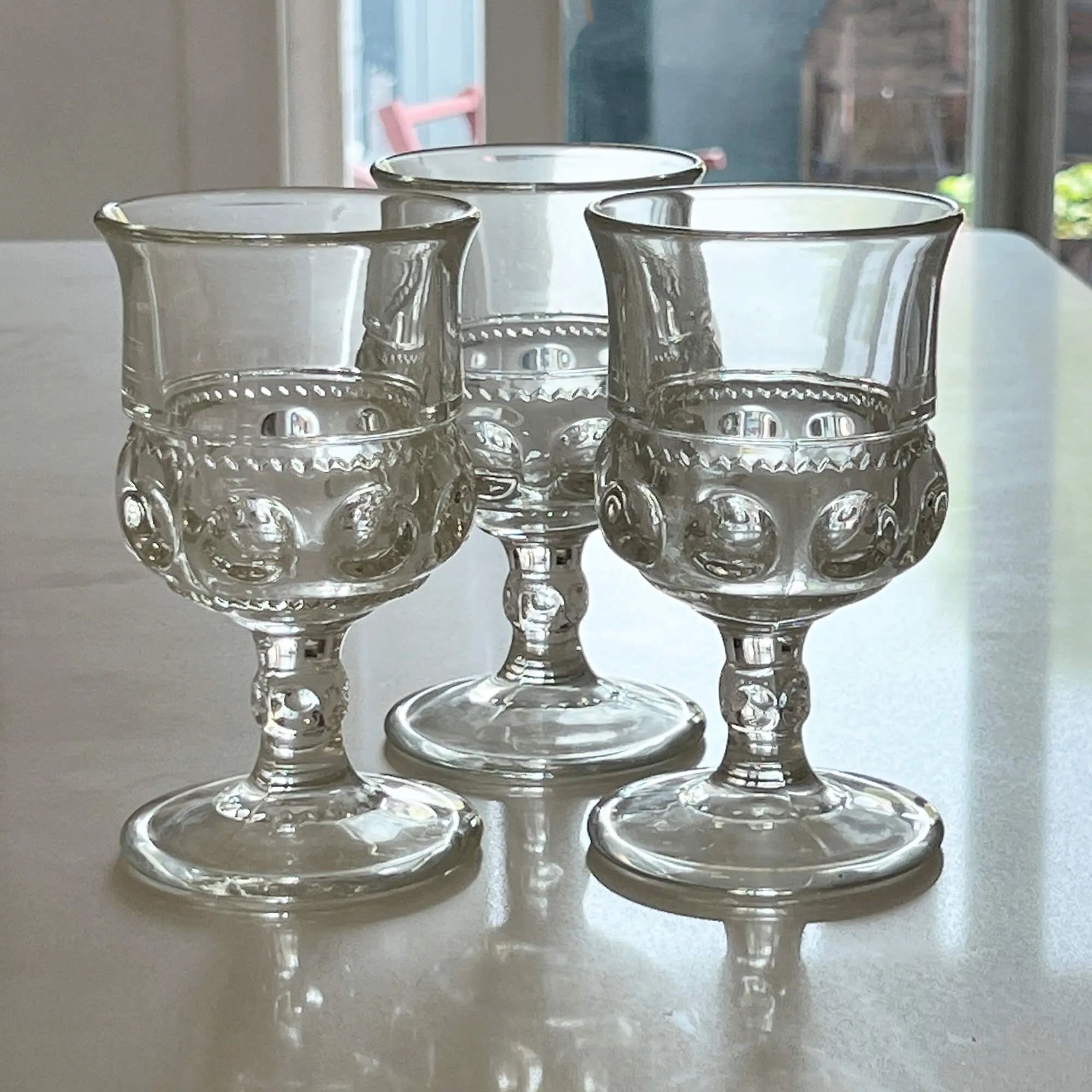 1940's Tiffin-Franciscan King's Crown Clear Water Goblets 5-5/8 in. Set of 4