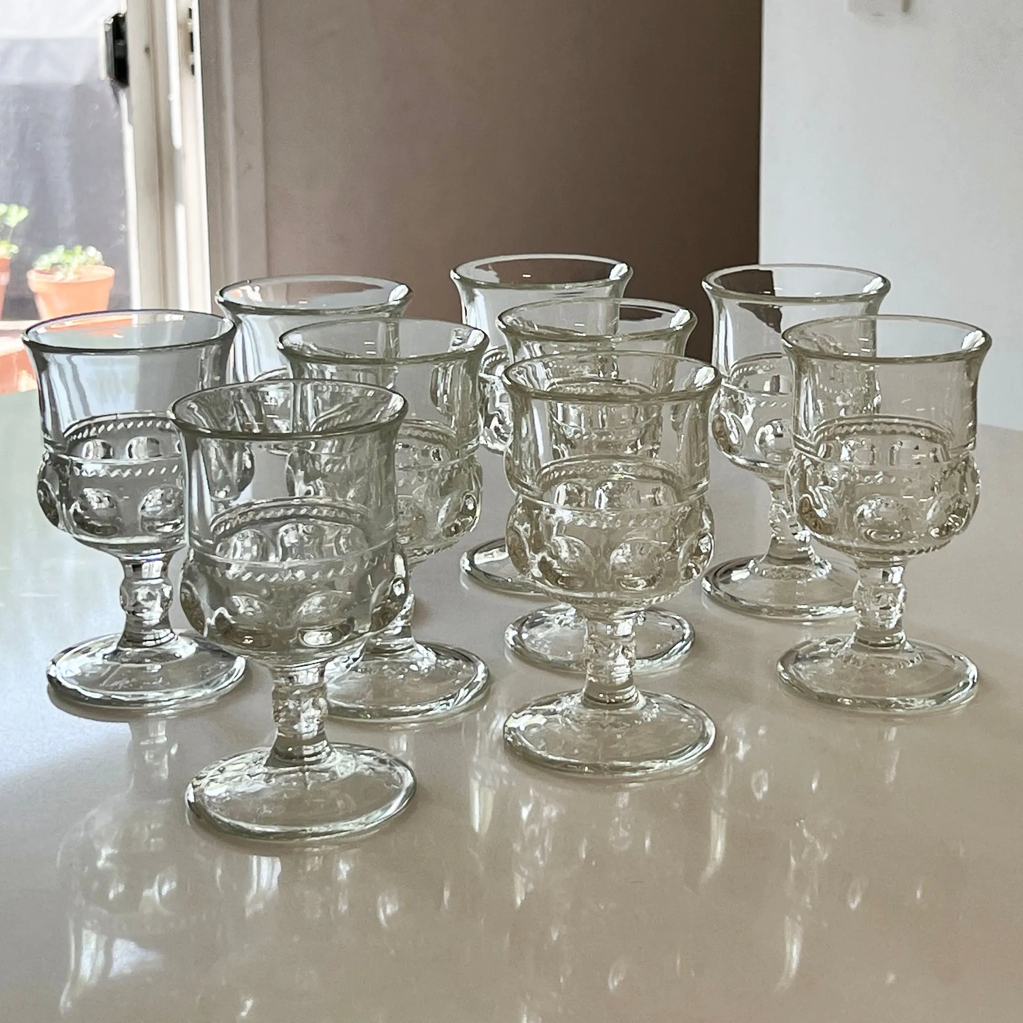 1940's Tiffin-Franciscan King's Crown Clear Water Goblets 5-5/8 in. Set of 4