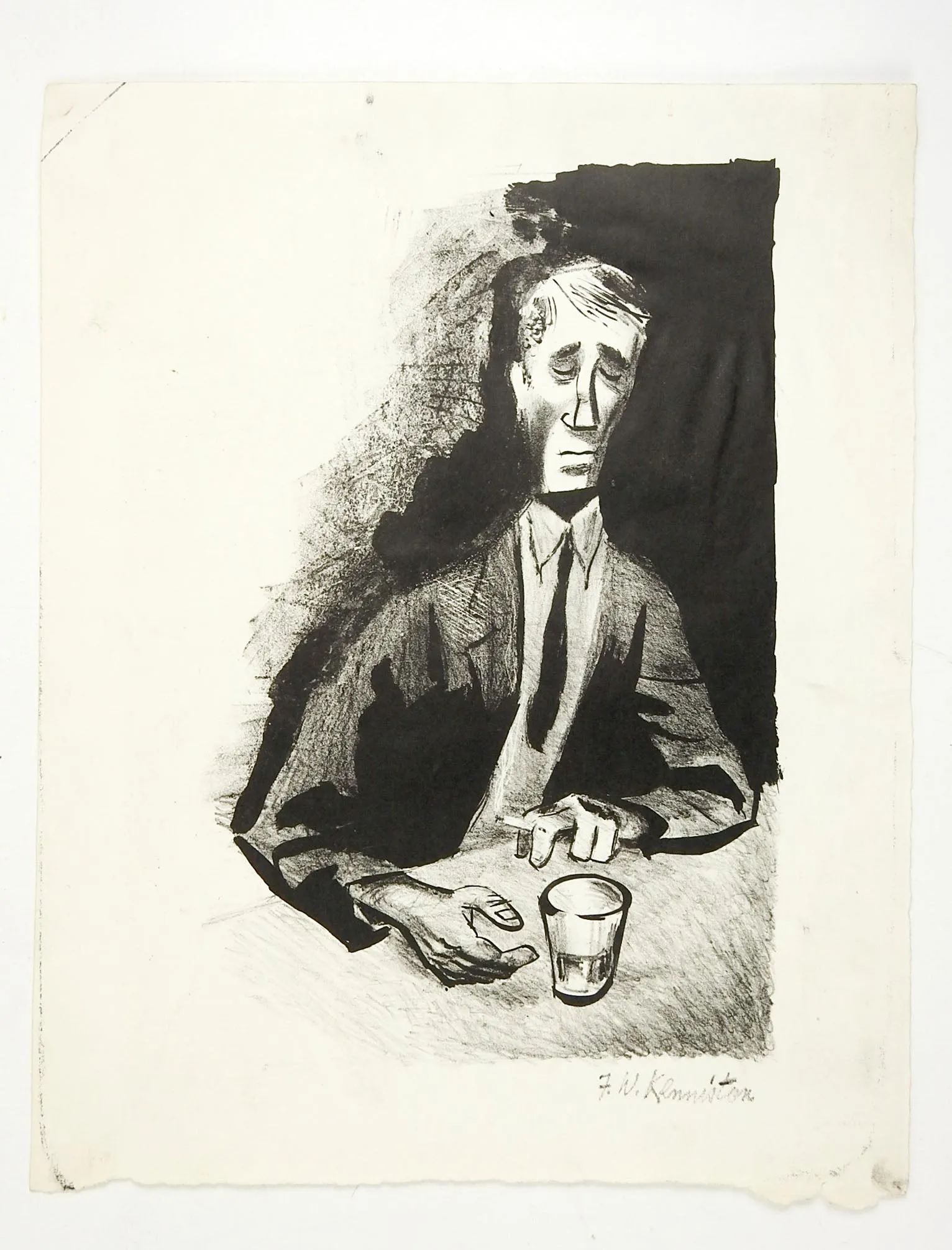 1960's Man At Bar Lithograph