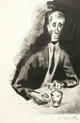 1960's Man At Bar Lithograph