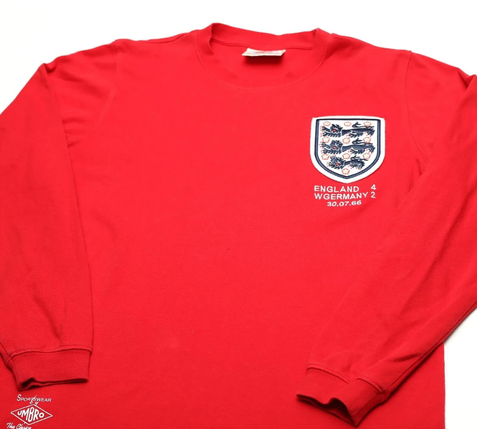 1966 Bobby MOORE #6 England Vintage Umbro Away LS Football Shirt (M) West Ham