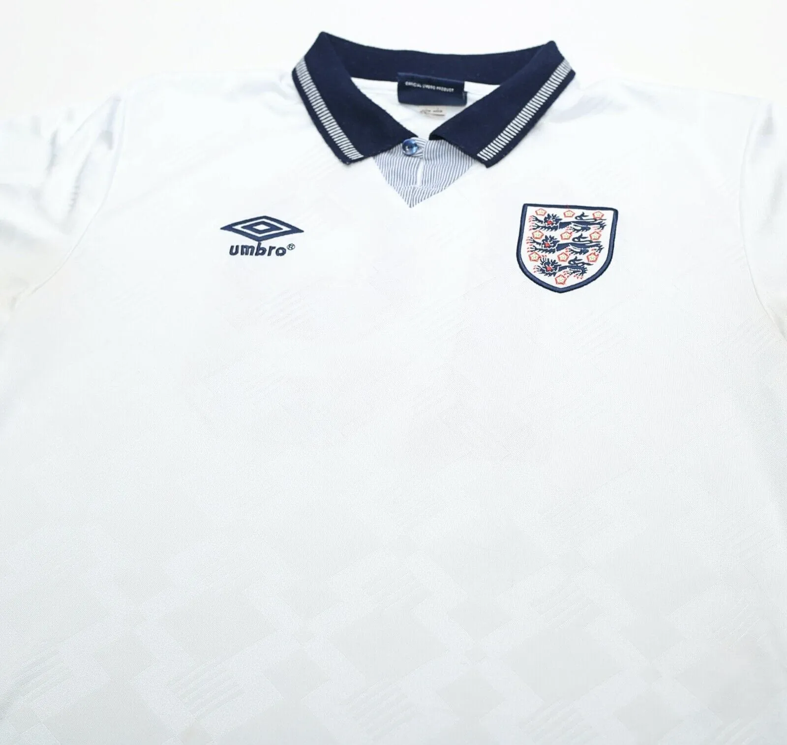 1990/92 GASCOIGNE #19 England Retro Umbro Home Football Shirt (L) Italia 90