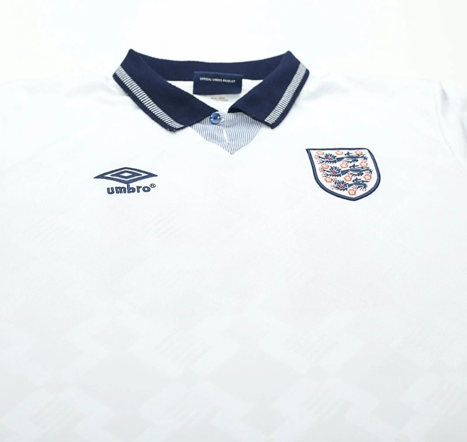 1990/92 GASCOIGNE #19 England Retro Umbro Home Football Shirt (L) Italia 90