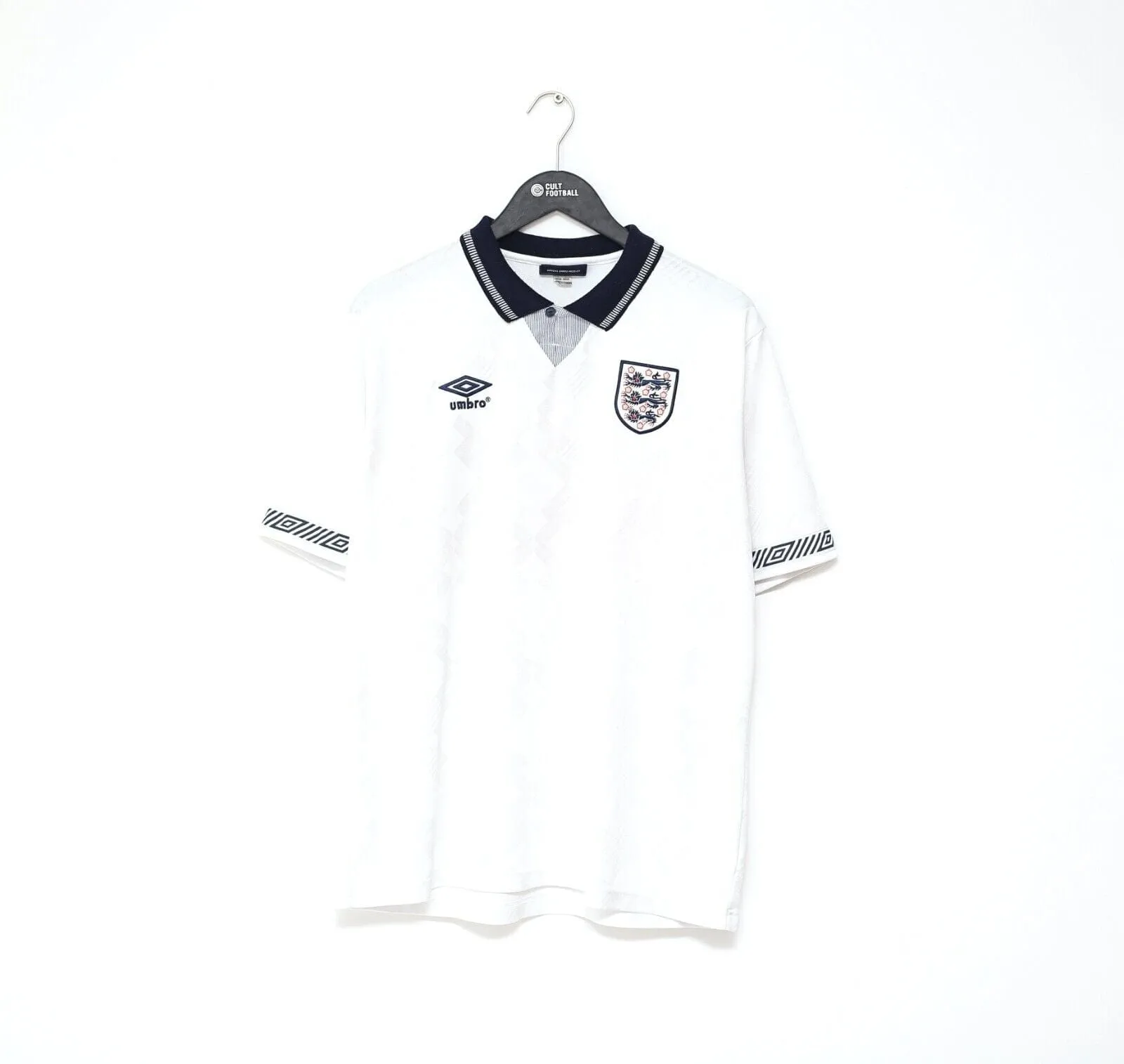 1990/92 GASCOIGNE #19 England Retro Umbro Home Football Shirt (L) Italia 90