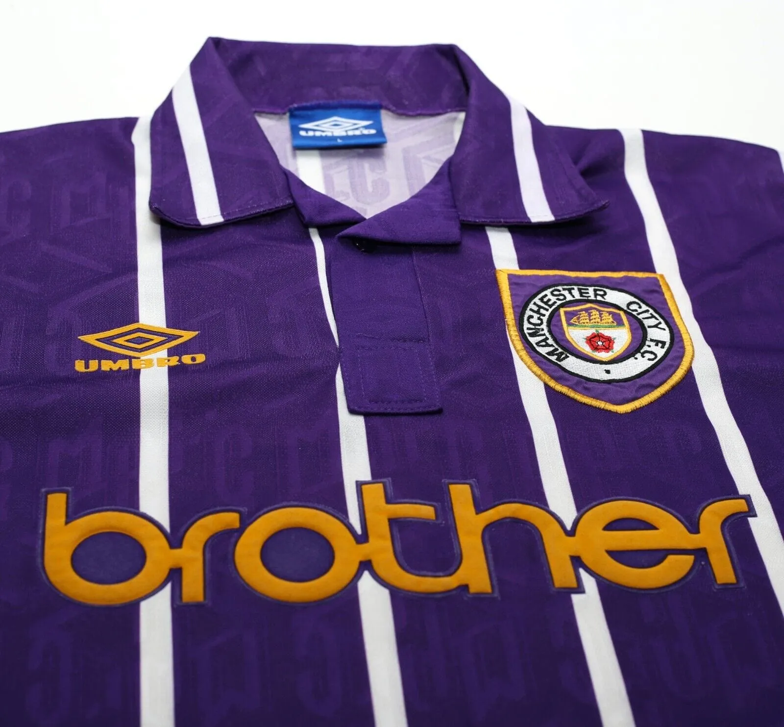 1992/94 MANCHESTER CITY Vintage Umbro Away Football Shirt (L)