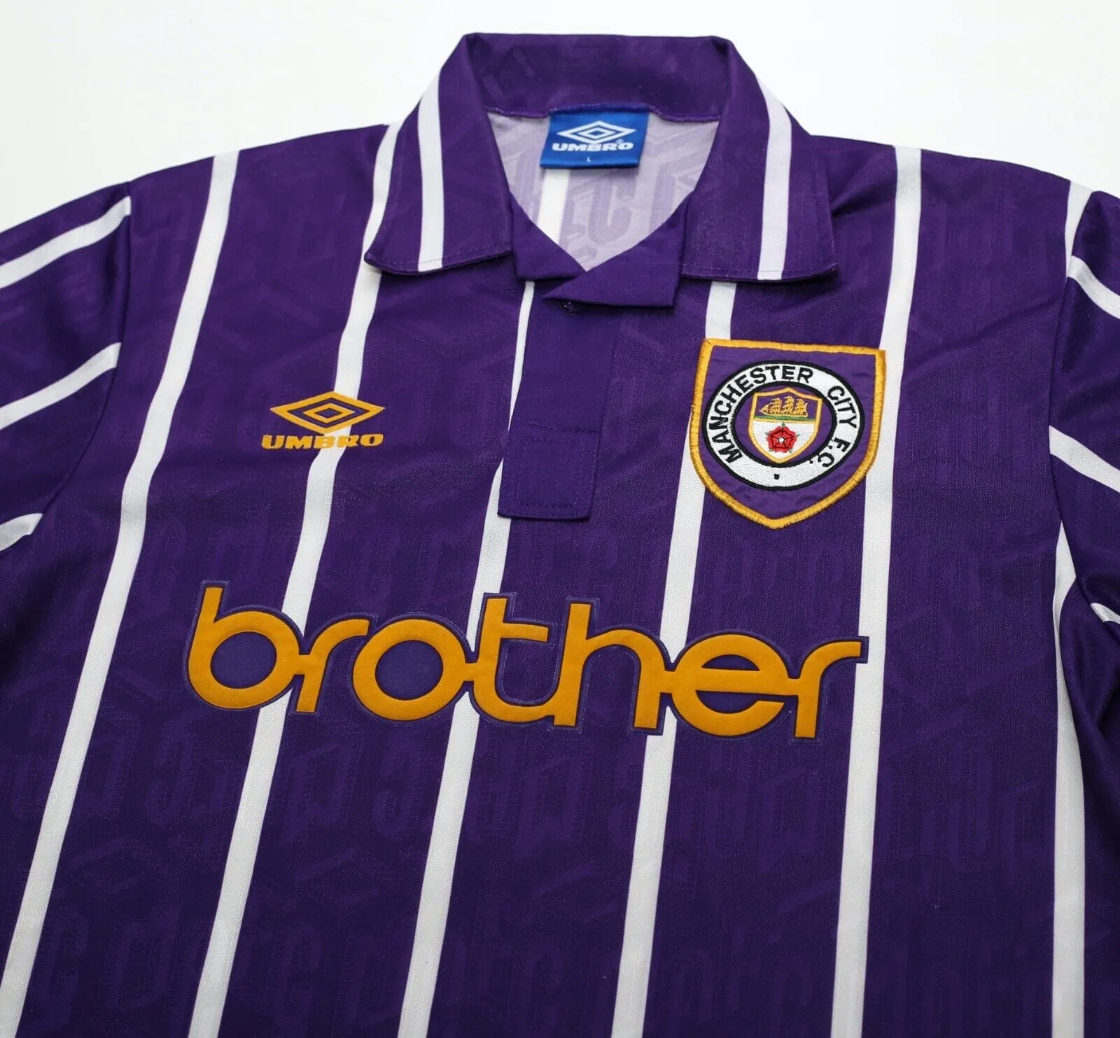 1992/94 MANCHESTER CITY Vintage Umbro Away Football Shirt (L)