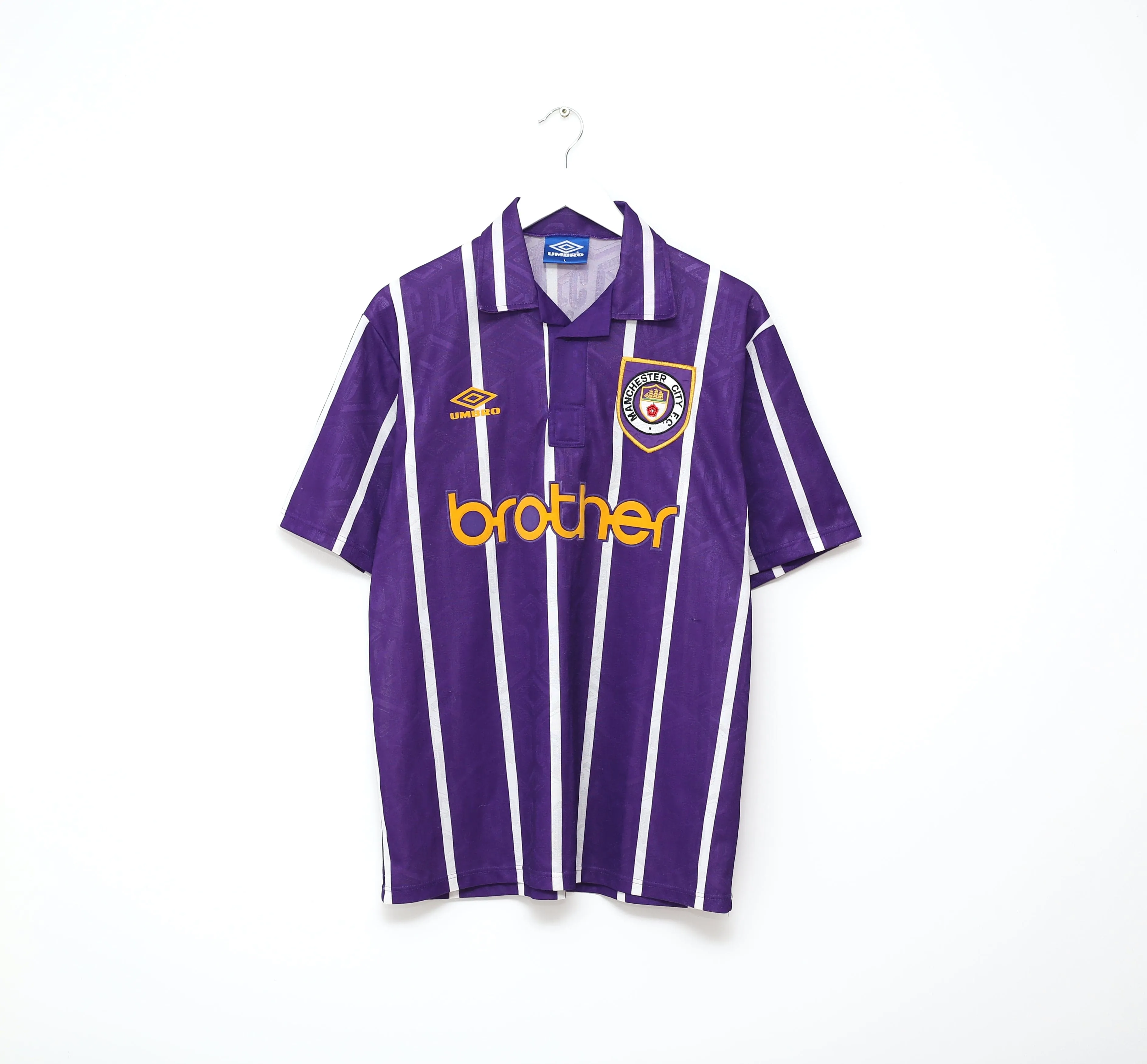 1992/94 MANCHESTER CITY Vintage Umbro Away Football Shirt (L)