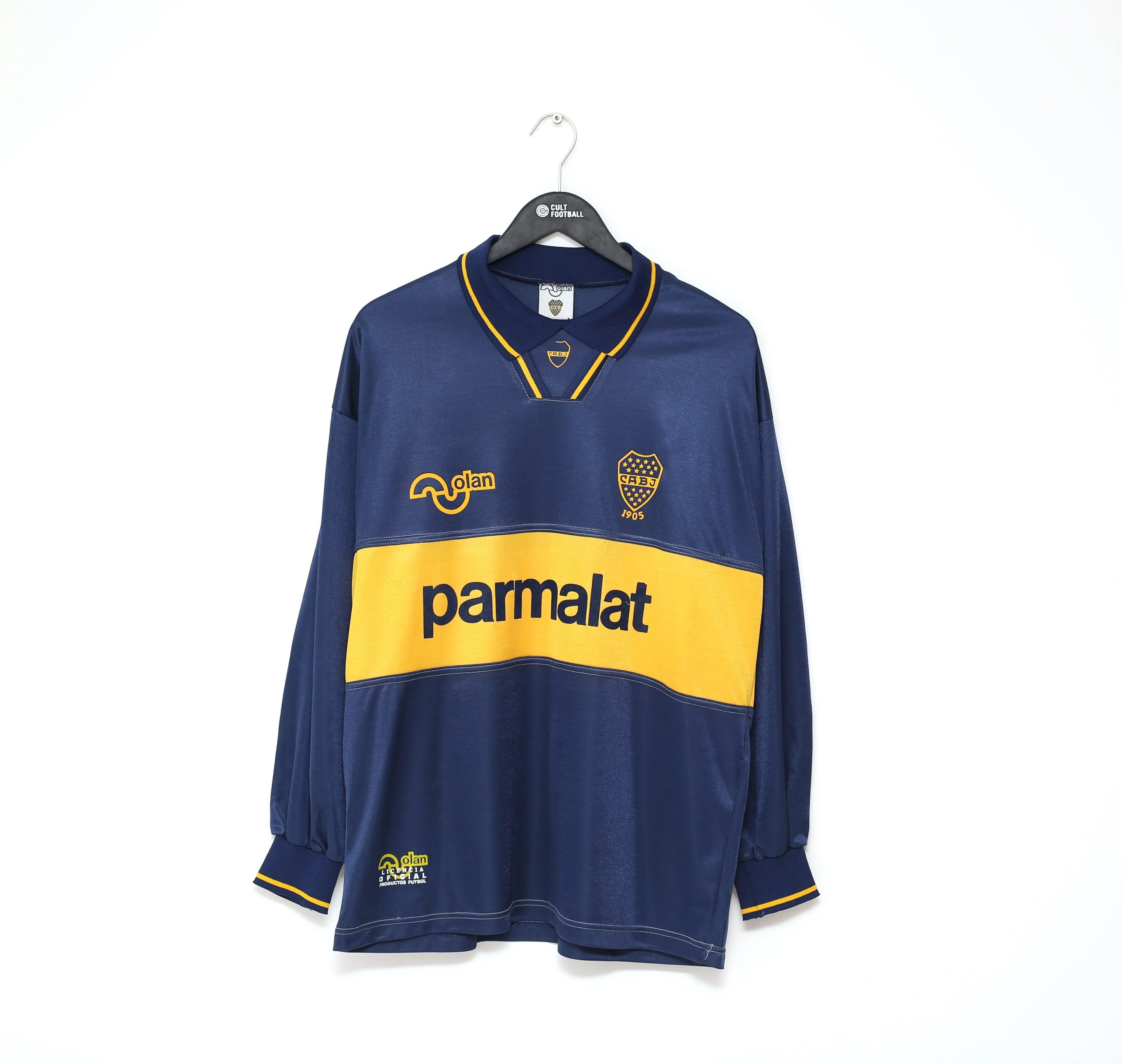 1993/95 BOCA JUNIORS Vintage Olan LS Home Football Shirt Jersey (L) MARADONA Era