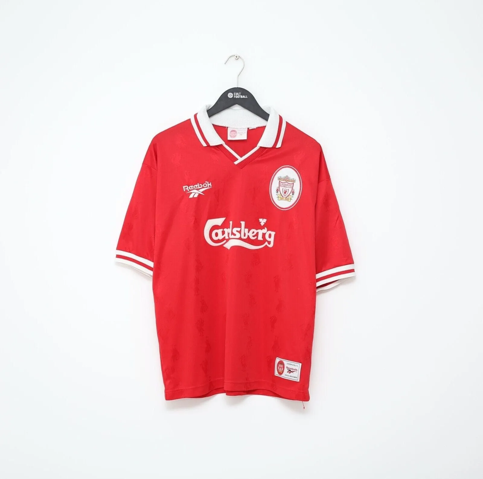 1996/98 FOWLER #9 Liverpool Vintage Reebok Home Football Shirt Jersey (L)