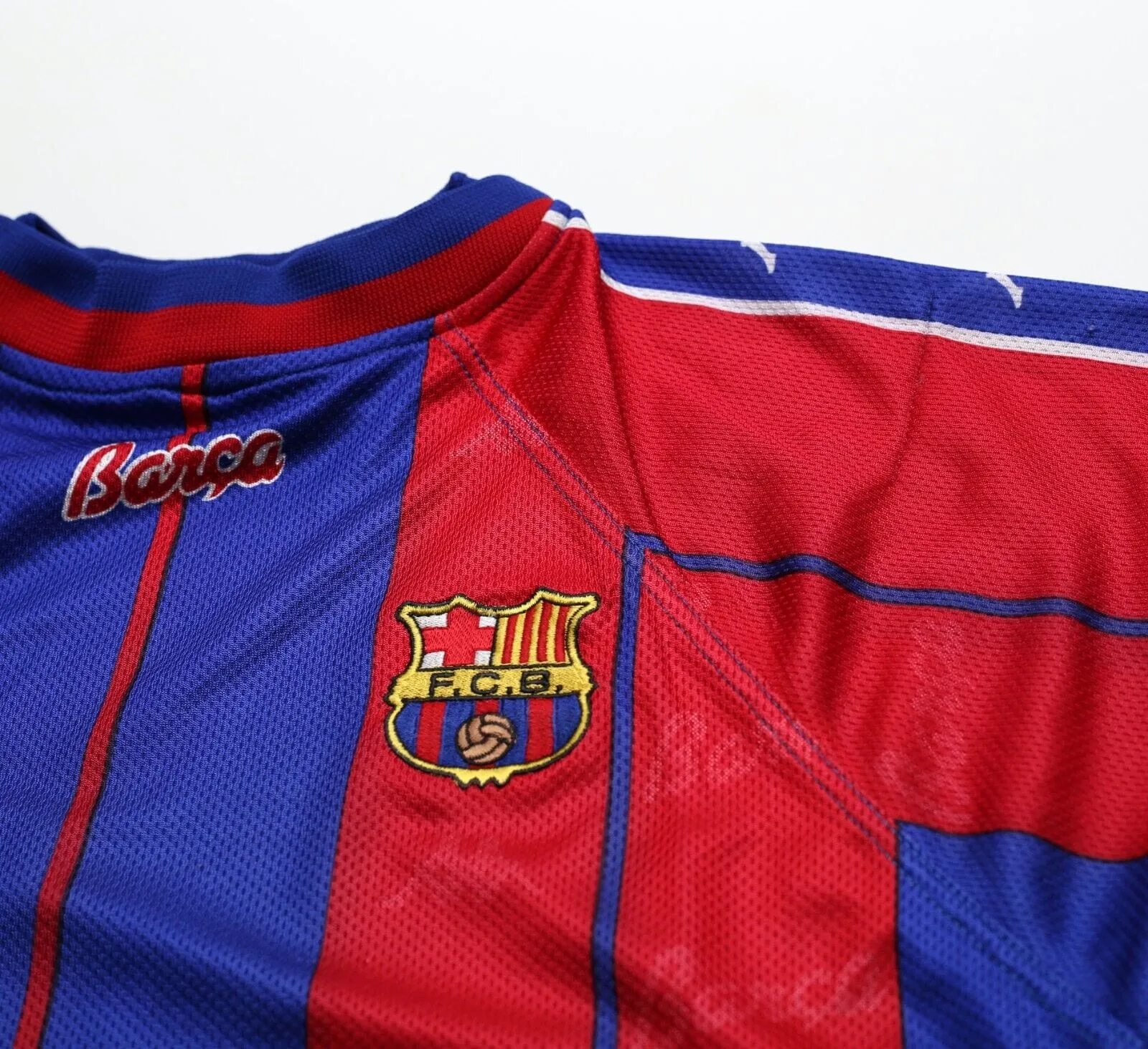 1997/98 BARCELONA Vintage Kappa Home Football Shirt (S) RIVALDO FIGO Era