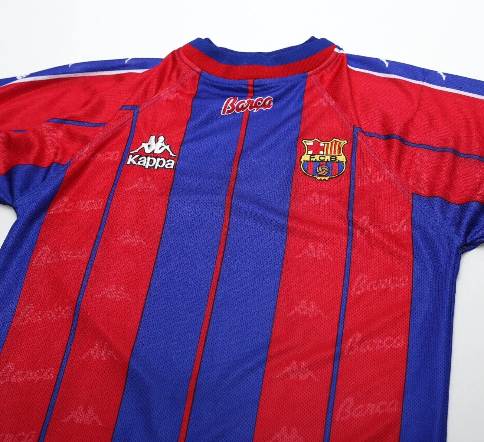 1997/98 BARCELONA Vintage Kappa Home Football Shirt (S) RIVALDO FIGO Era