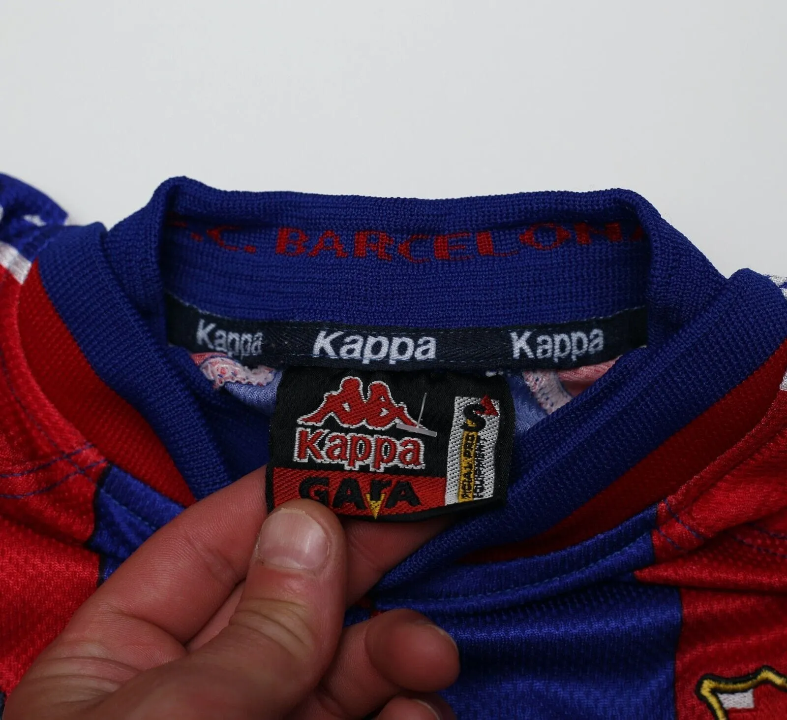 1997/98 BARCELONA Vintage Kappa Home Football Shirt (S) RIVALDO FIGO Era