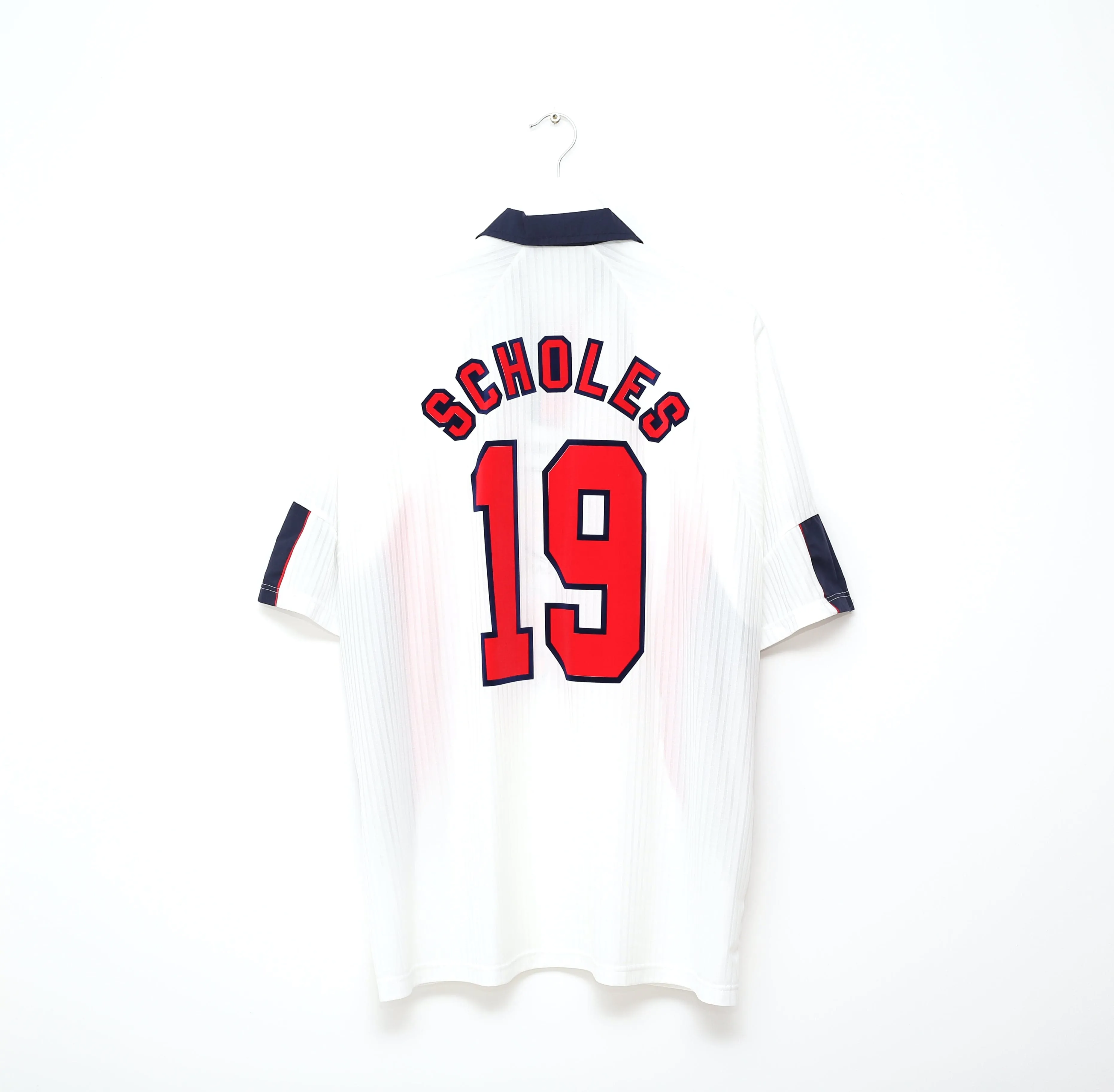 1997/99 SCHOLES #19 England Vintage Umbro Home Football Shirt (XXL) Le Tournoi