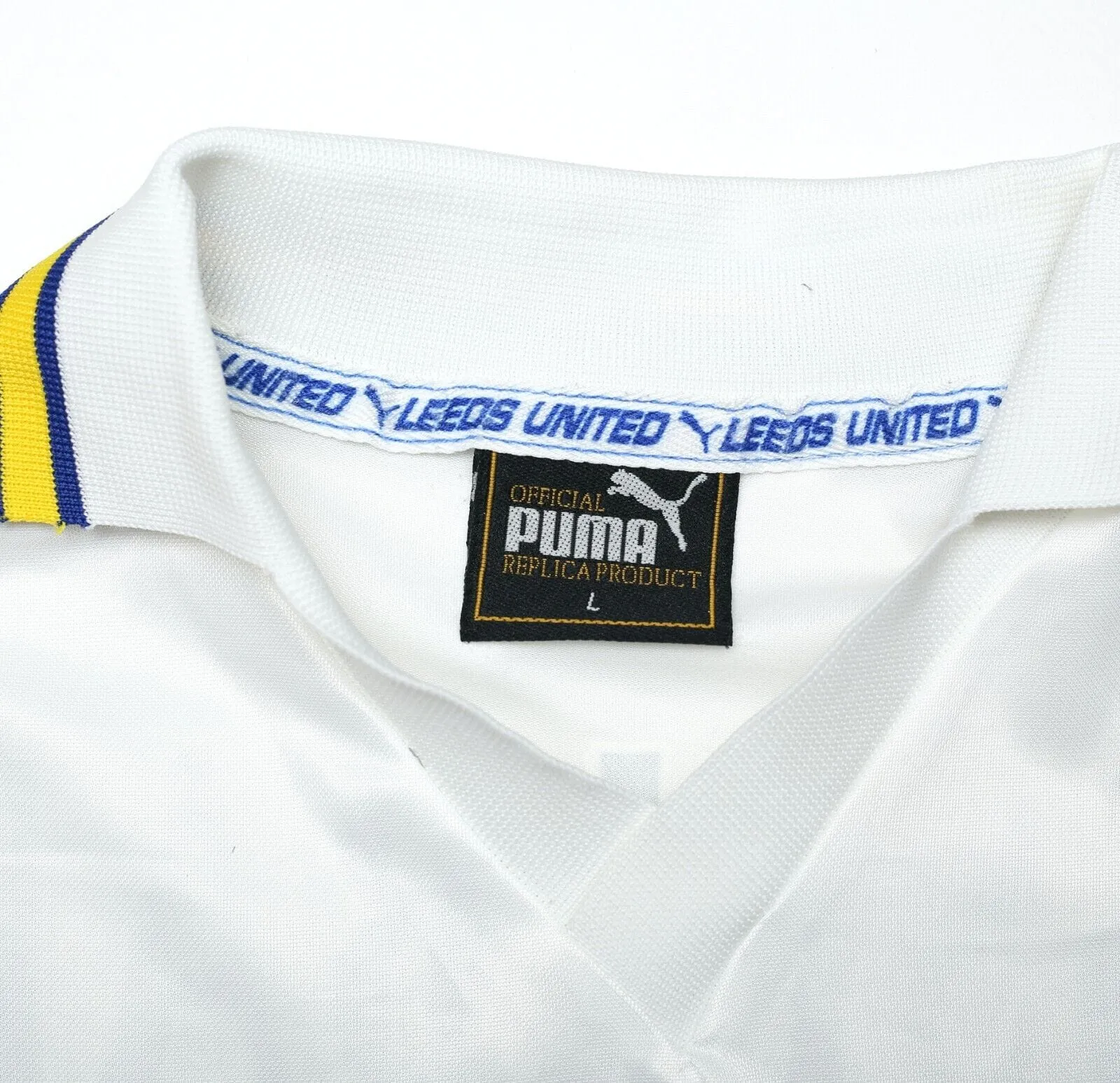 1998/00 HASSELBAINK #9 Leeds United Vintage PUMA Home Football Shirt (L)