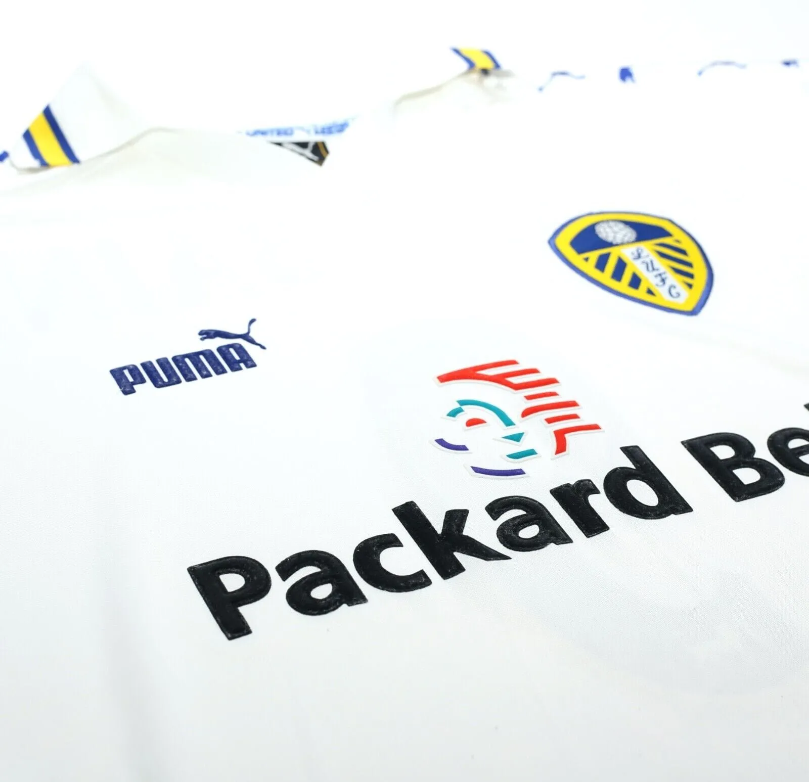 1998/00 HASSELBAINK #9 Leeds United Vintage PUMA Home Football Shirt (L)