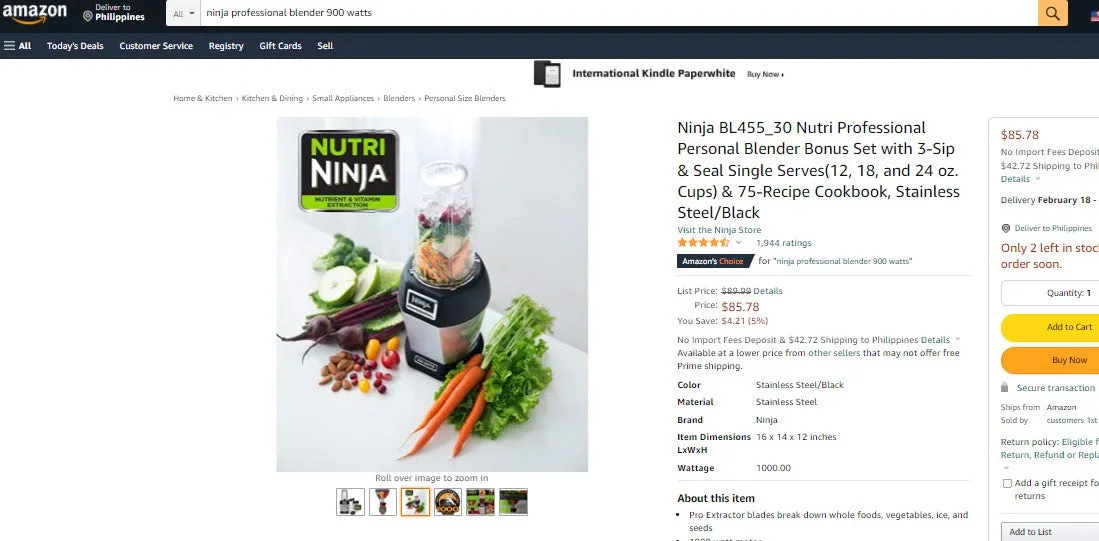 20422026 NINJA PROFESSIONAL BLENDER 900 WATTS