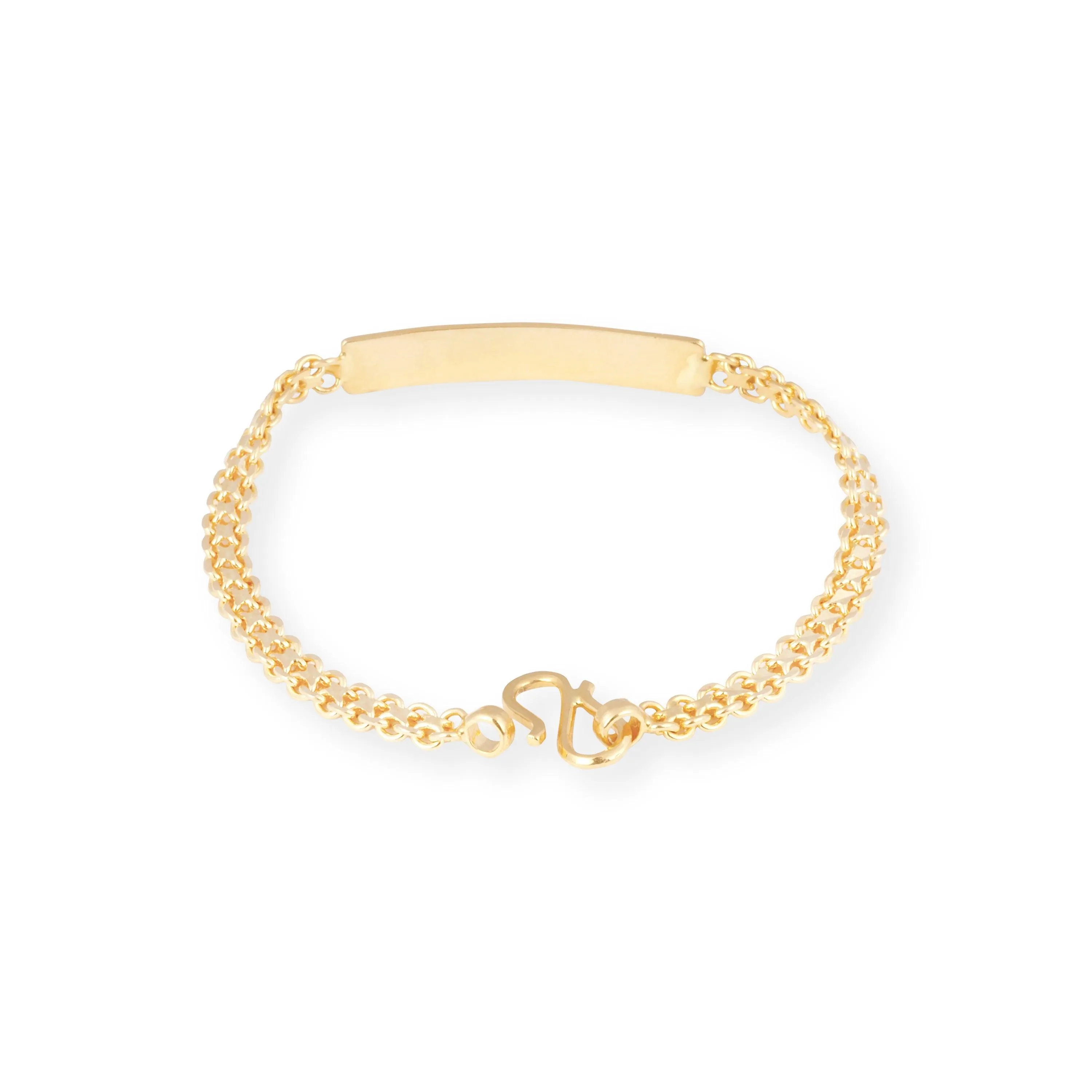 22ct Gold Child Bracelet with Engravable Plate & '' S '' Clasp CBR-8470