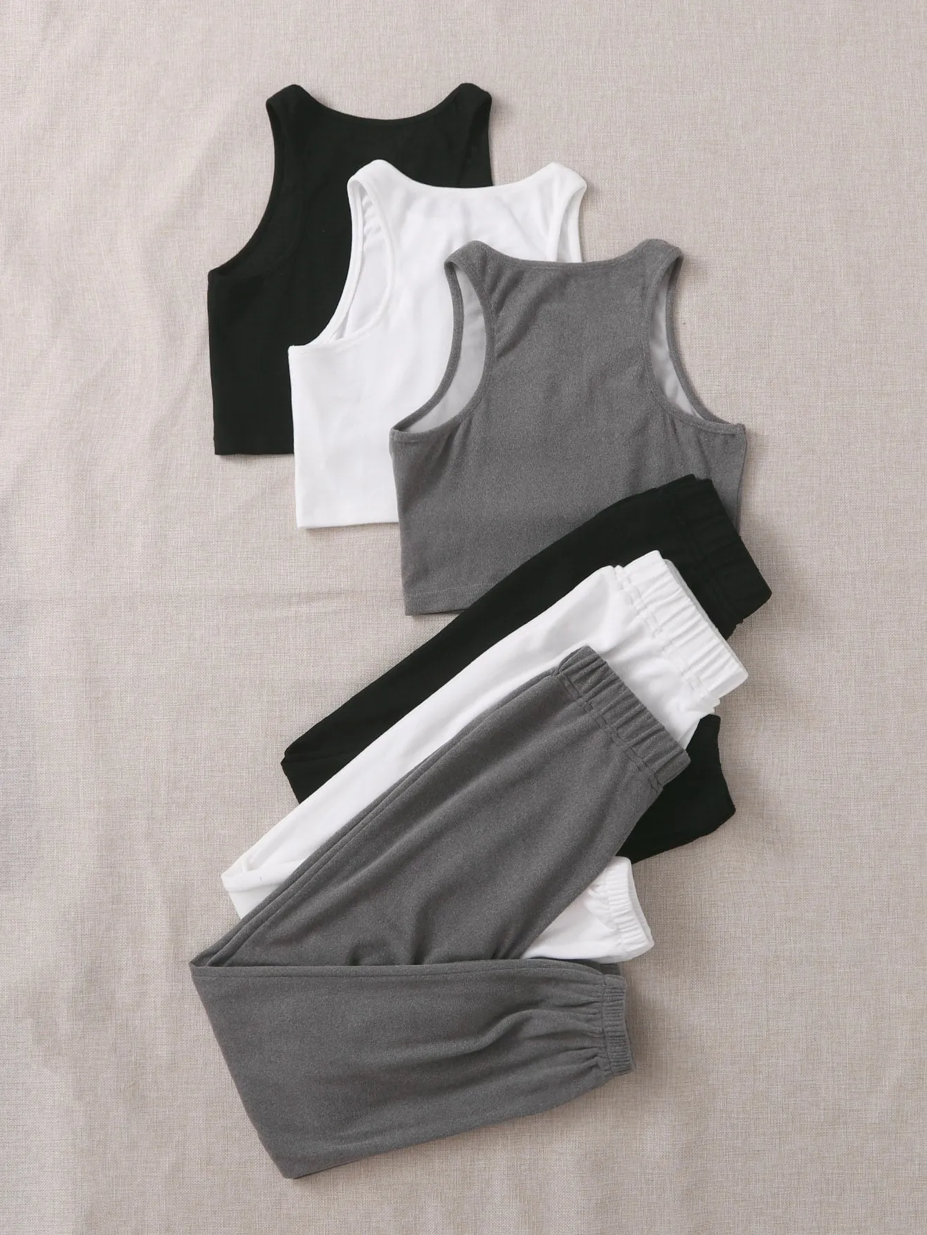 3 Sets Tank Top Sweatpants Lounge Set