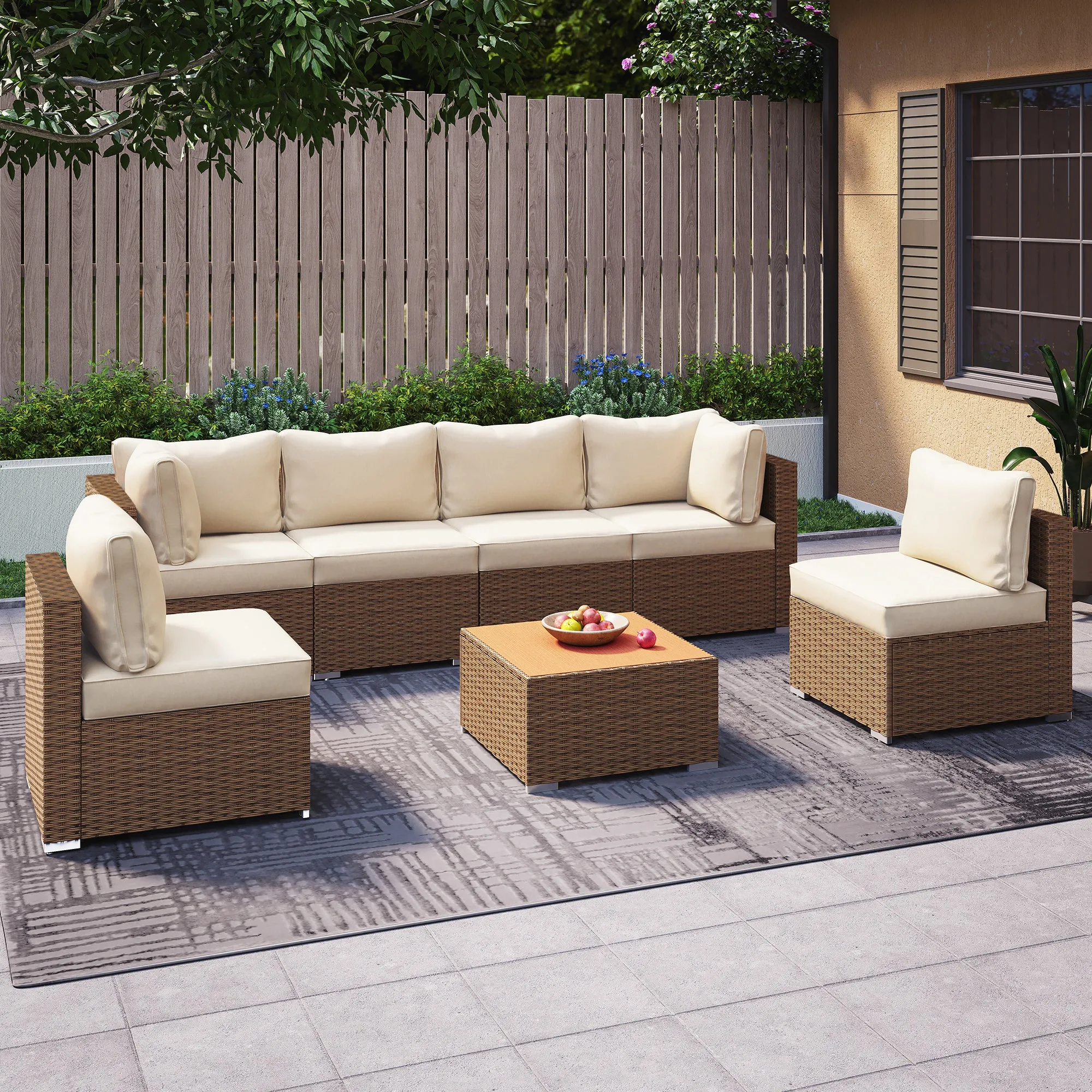 7 Piece Rattan Patio Furniture Sets