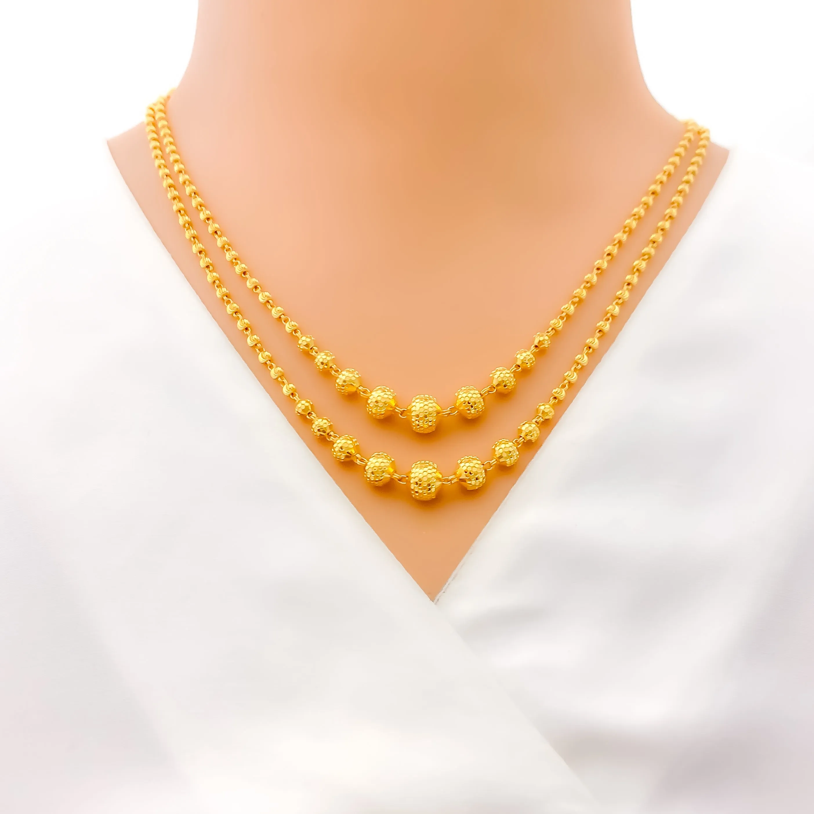 Accented Shimmering 22k Gold Dual Lara Necklace Set