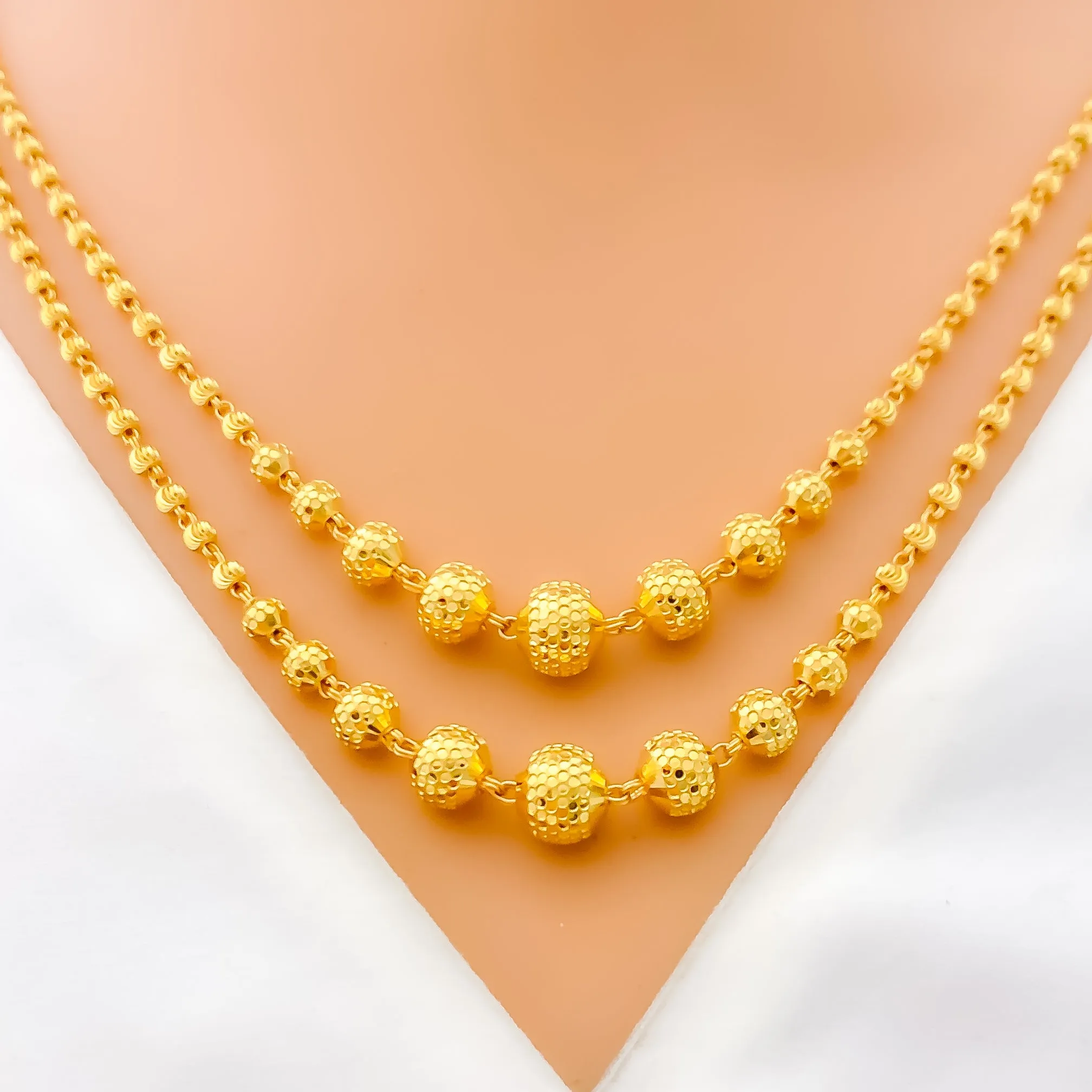 Accented Shimmering 22k Gold Dual Lara Necklace Set