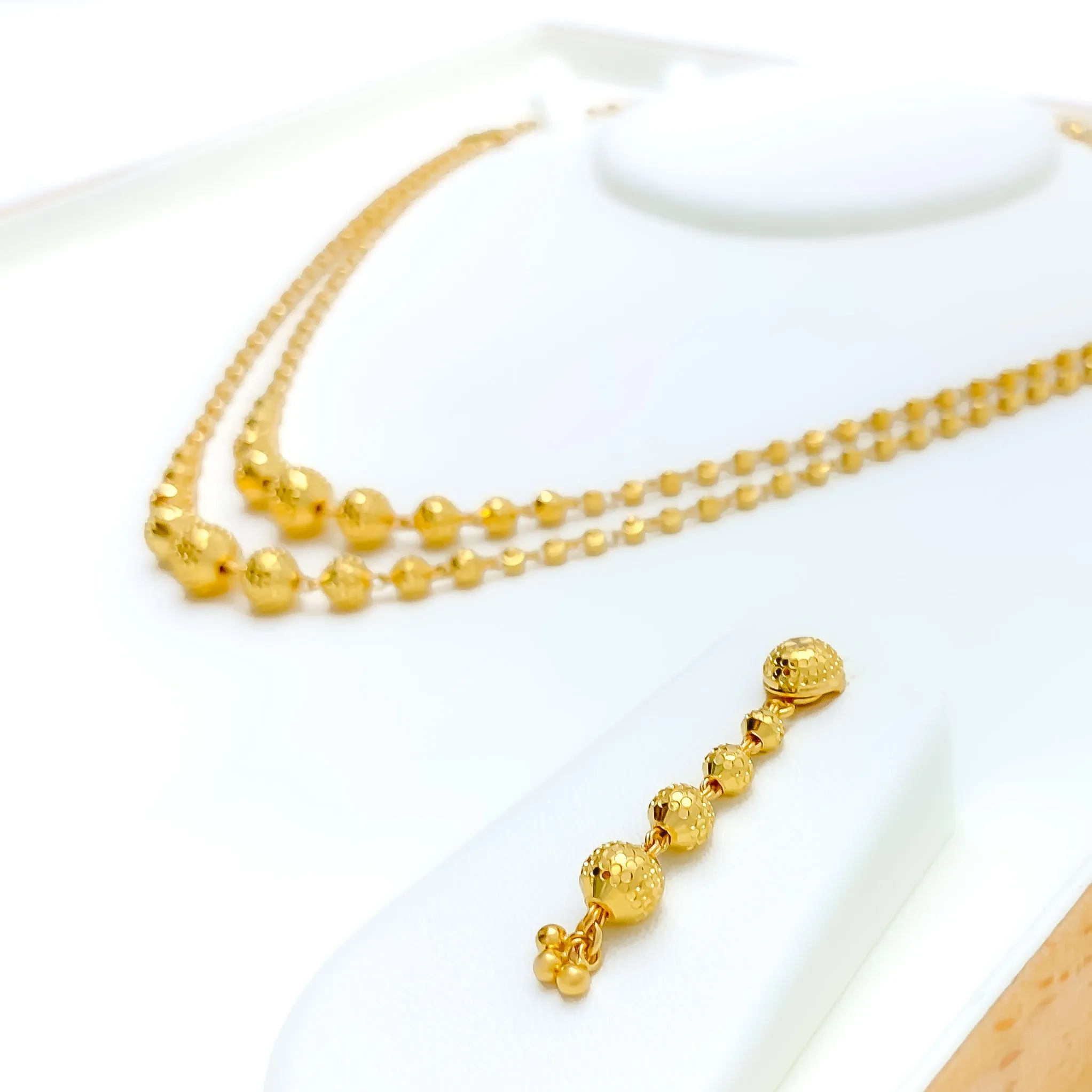 Accented Shimmering 22k Gold Dual Lara Necklace Set