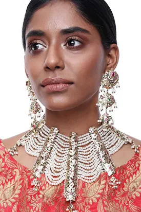 Alloy Necklace and Earring Sets in White