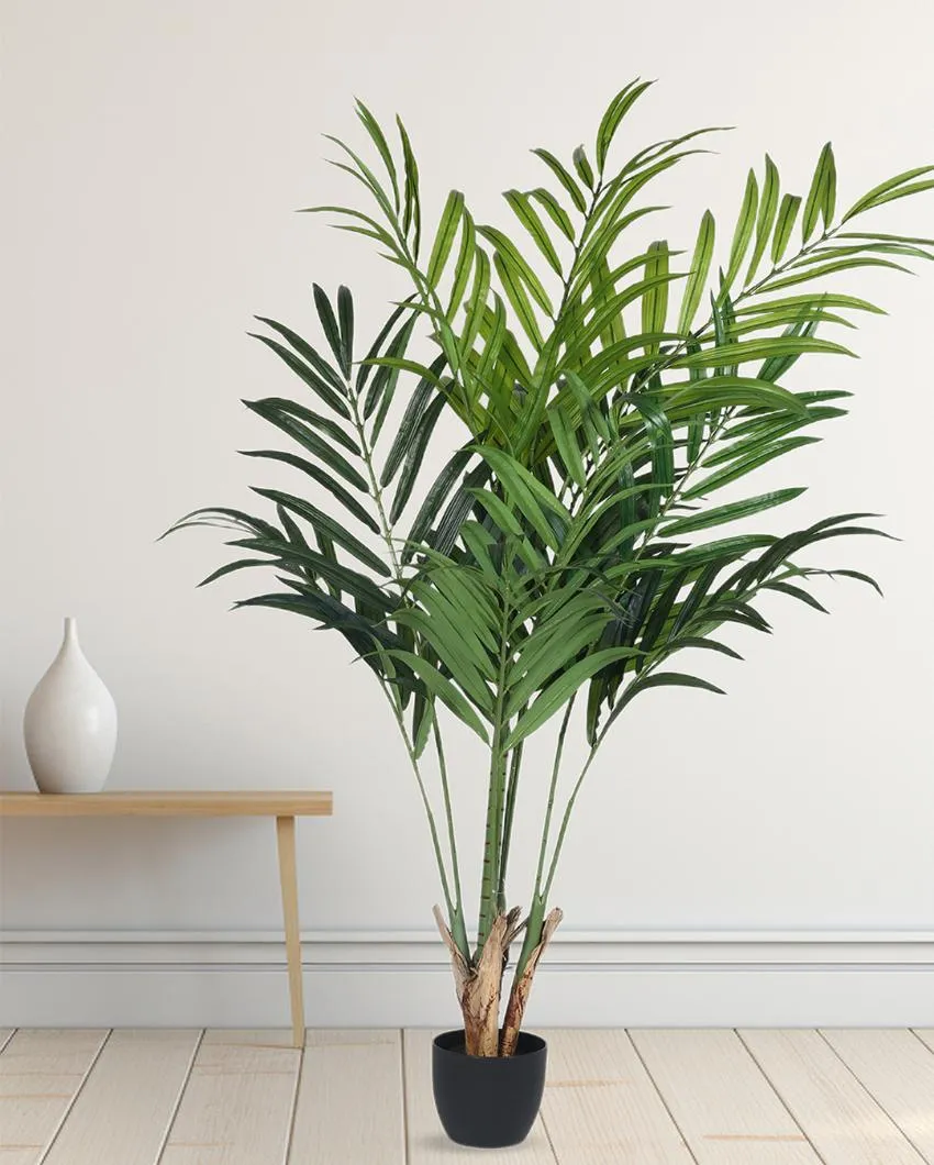 Areca Palm Big Leaves Artificial Plant with Black Pot | 6 ft