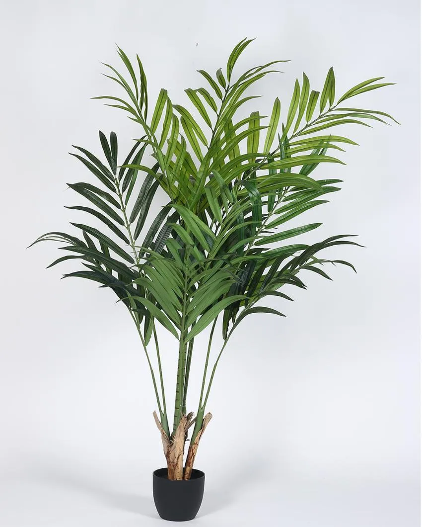 Areca Palm Big Leaves Artificial Plant with Black Pot | 6 ft