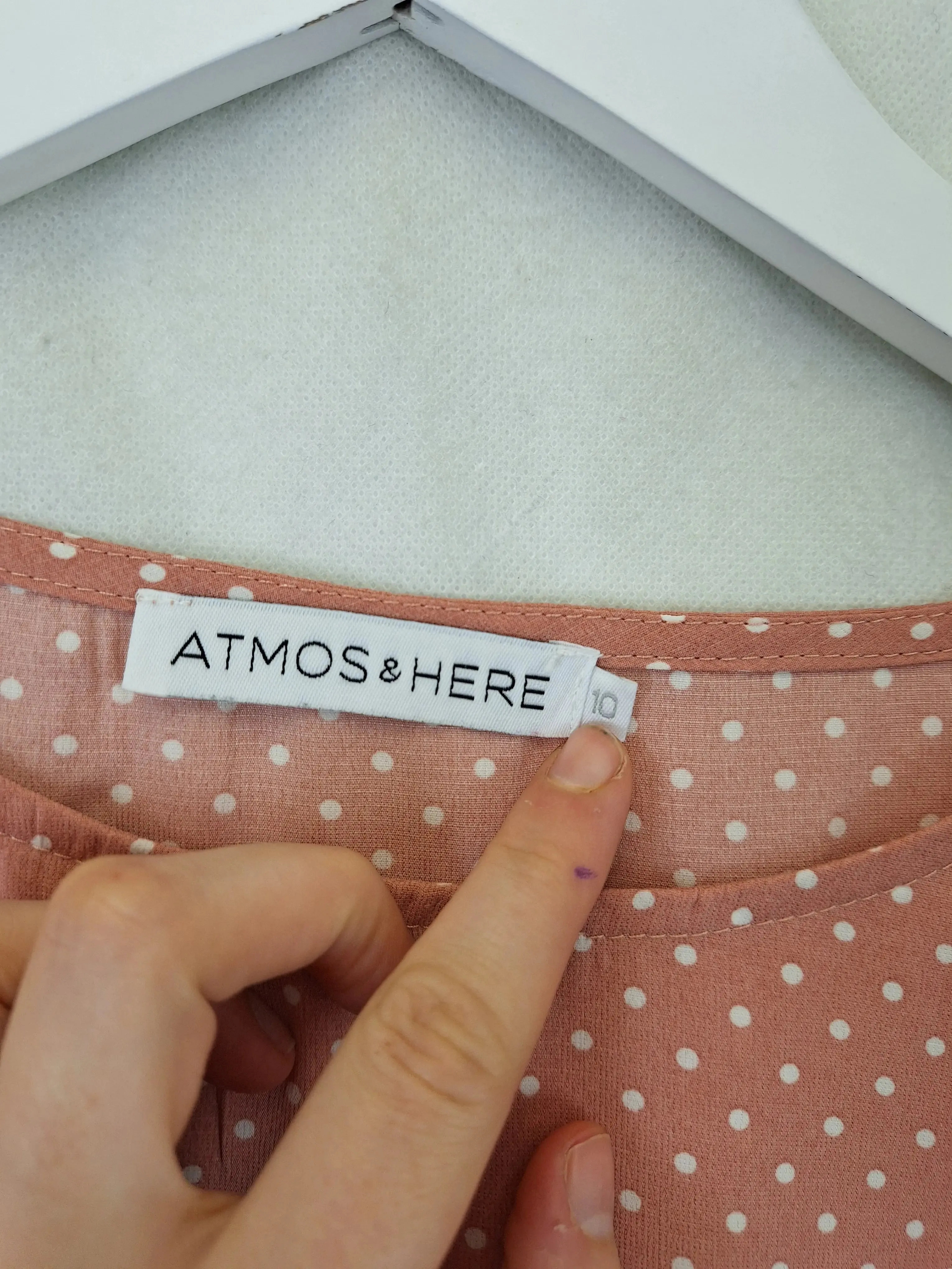 Atmos & Here Lightweight Spotted Flare Top Size 10