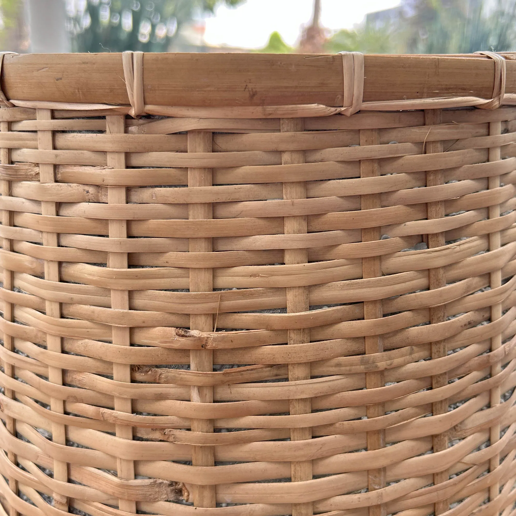 Bamboo Indoor Basket Pot - Natural