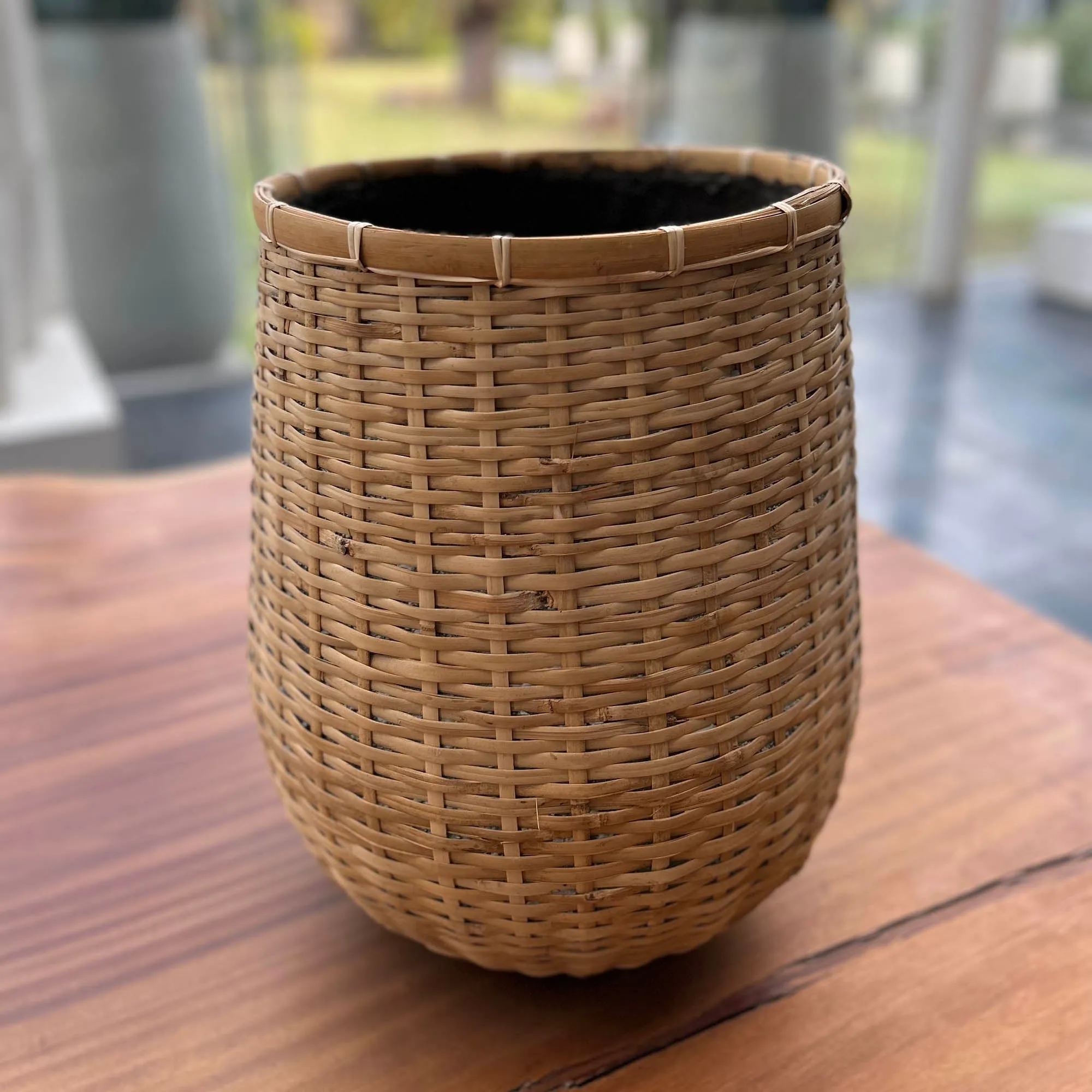 Bamboo Indoor Basket Pot - Natural