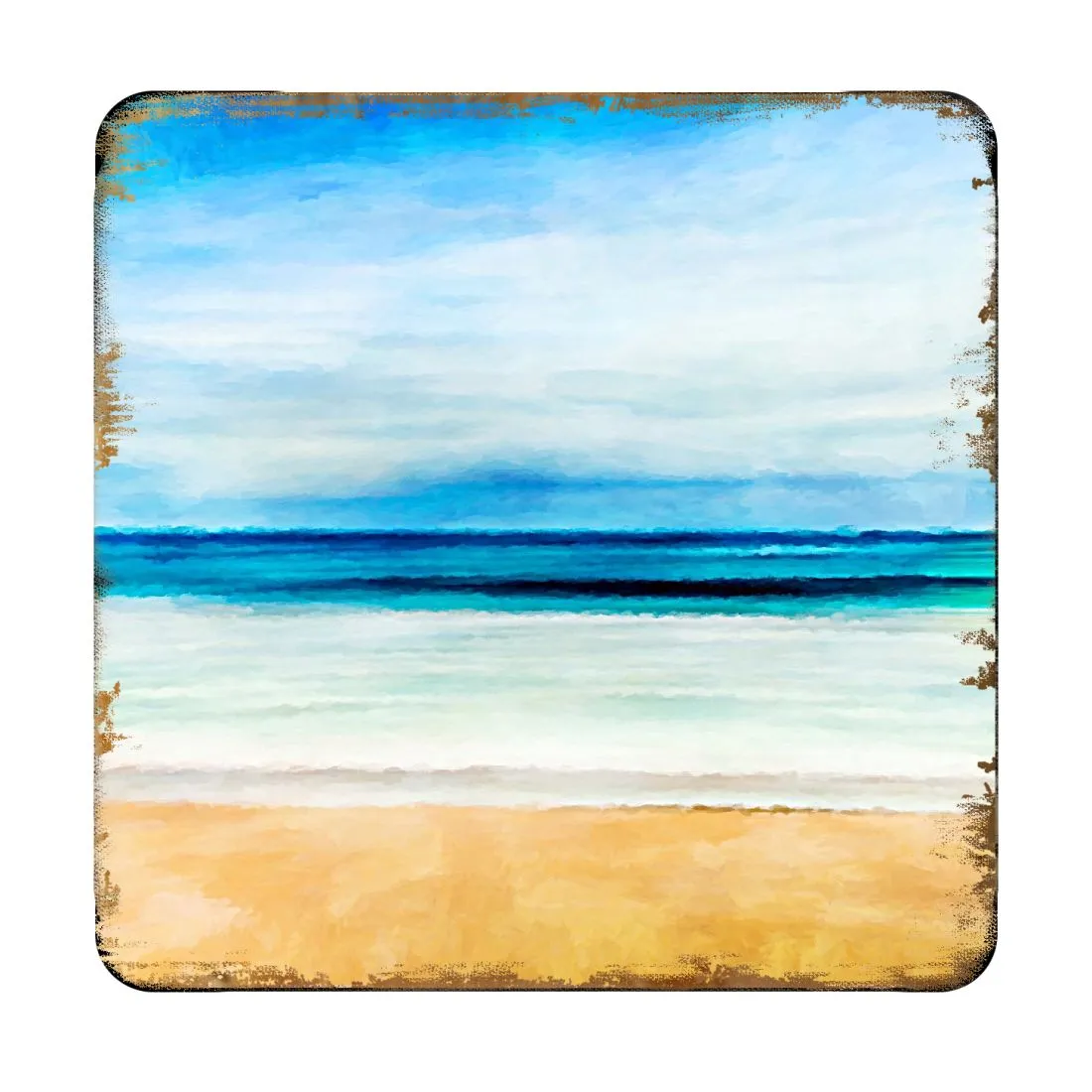 Beach Coastal Wooden Cork Coasters Gift Set of 4 by Nature Wonders - Coastal Sea-Life Décor - 95226C-S4