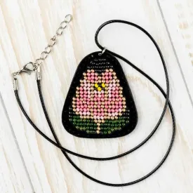 Bead embroidery kit on artificial leather Pendant  FLBB-083