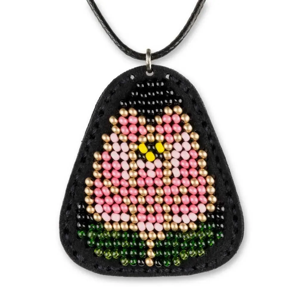 Bead embroidery kit on artificial leather Pendant  FLBB-083