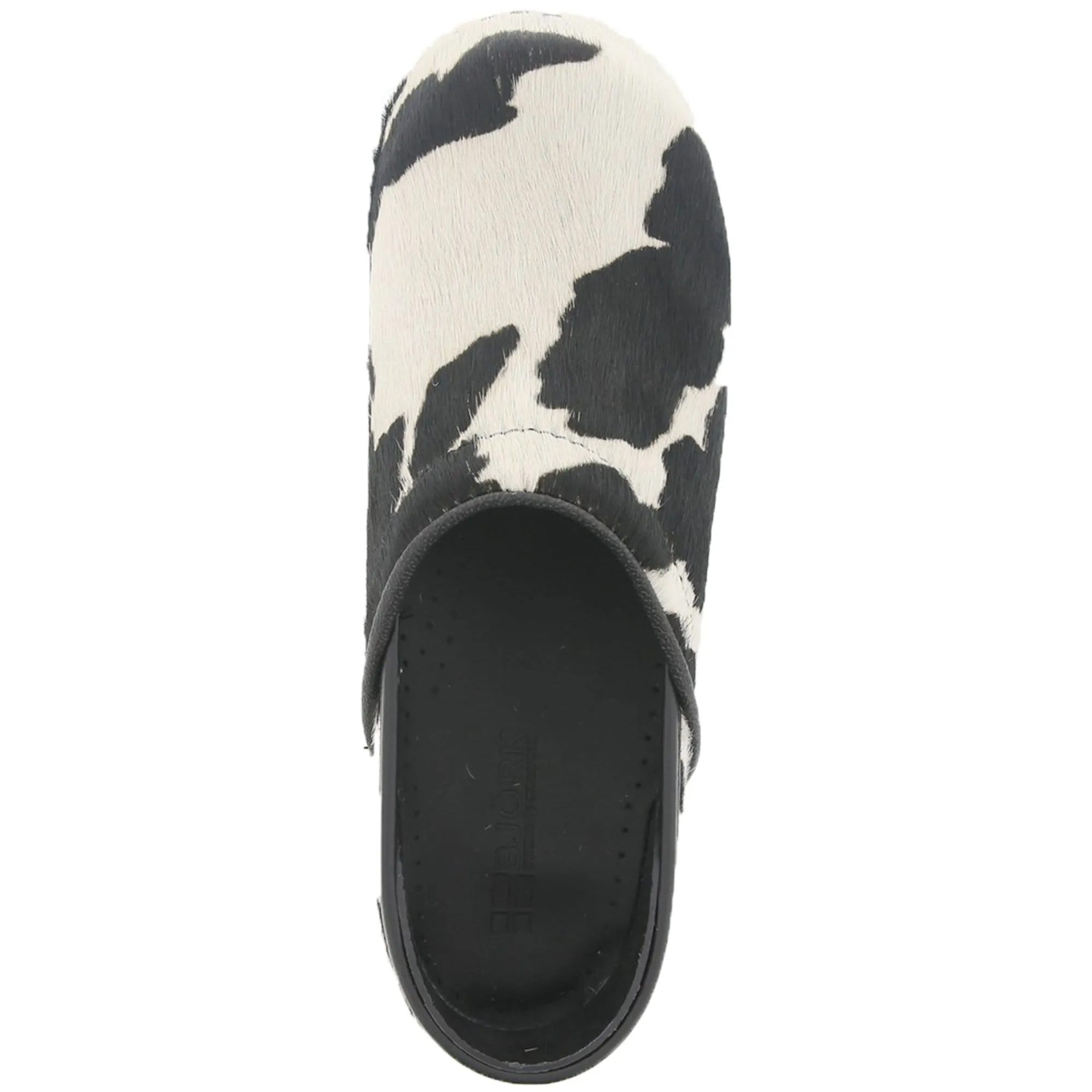 BJORK PROFESSIONAL Safari Collection Leather Clogs in Black and White Cow