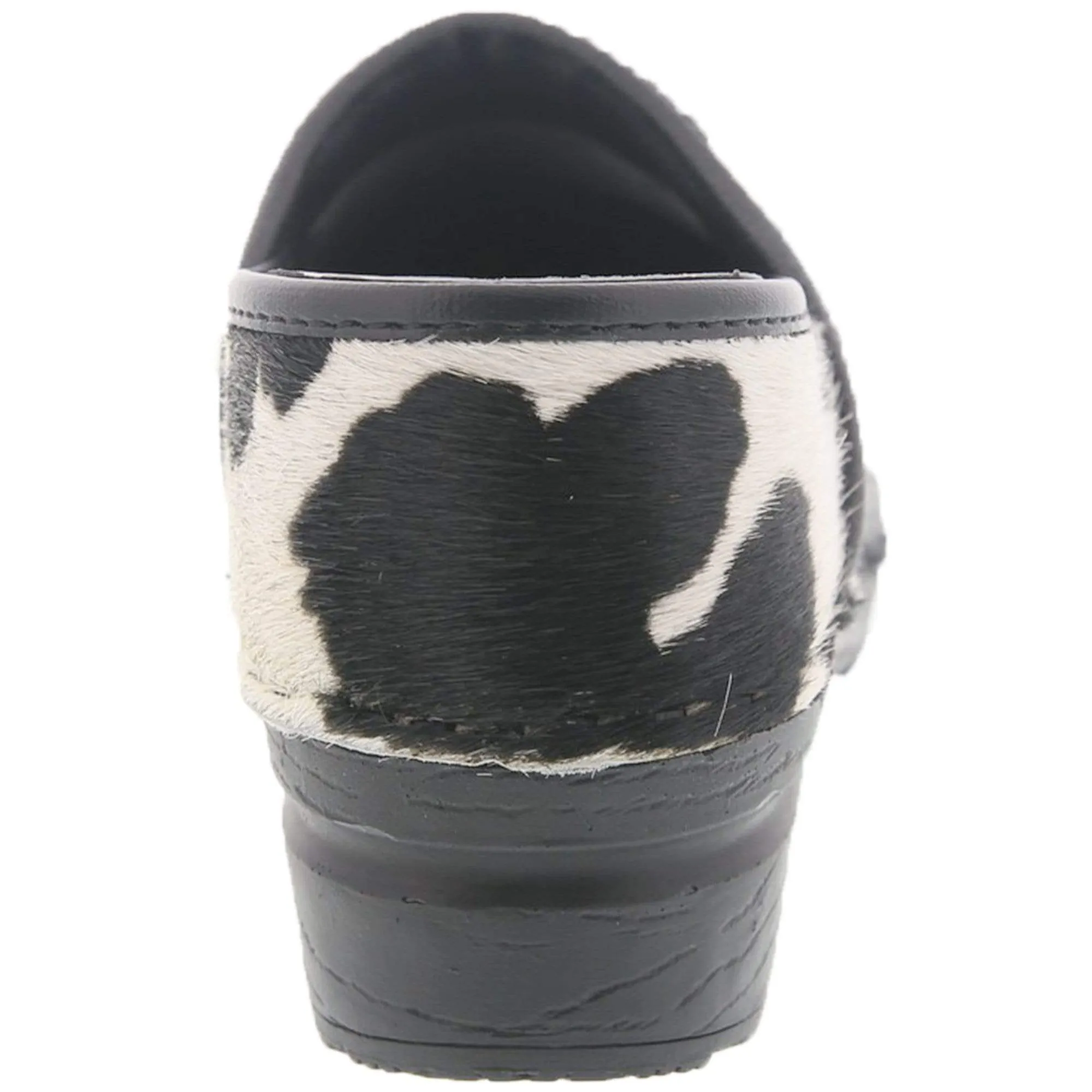 BJORK PROFESSIONAL Safari Collection Leather Clogs in Black and White Cow