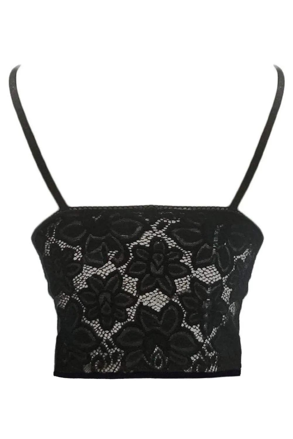 Black Deep Neck Lace Bralette Top