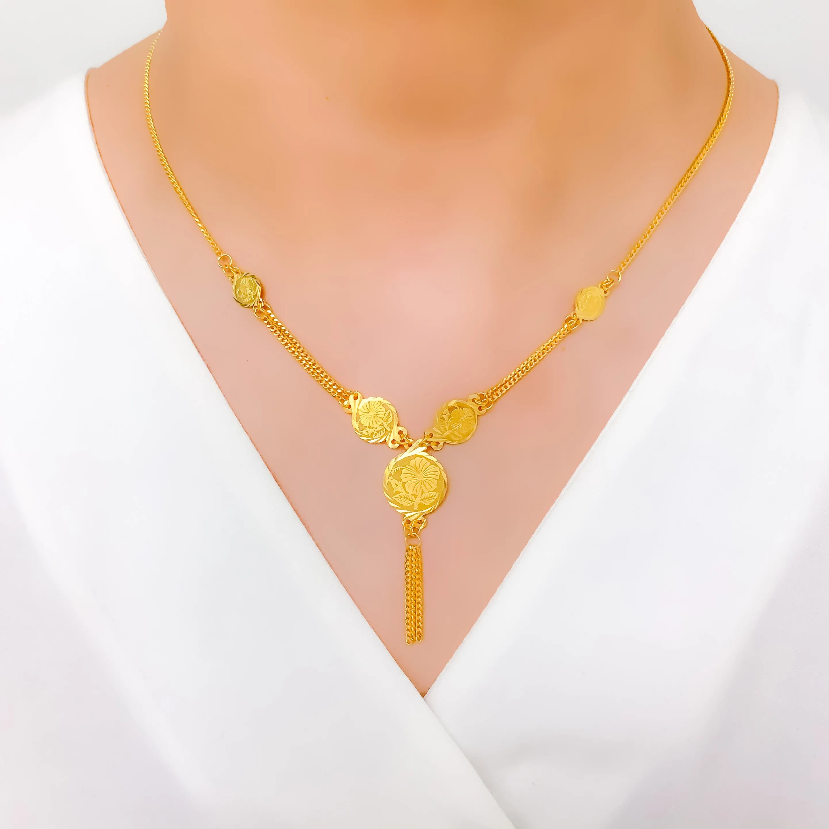 Blooming Flower Coin Necklace Set