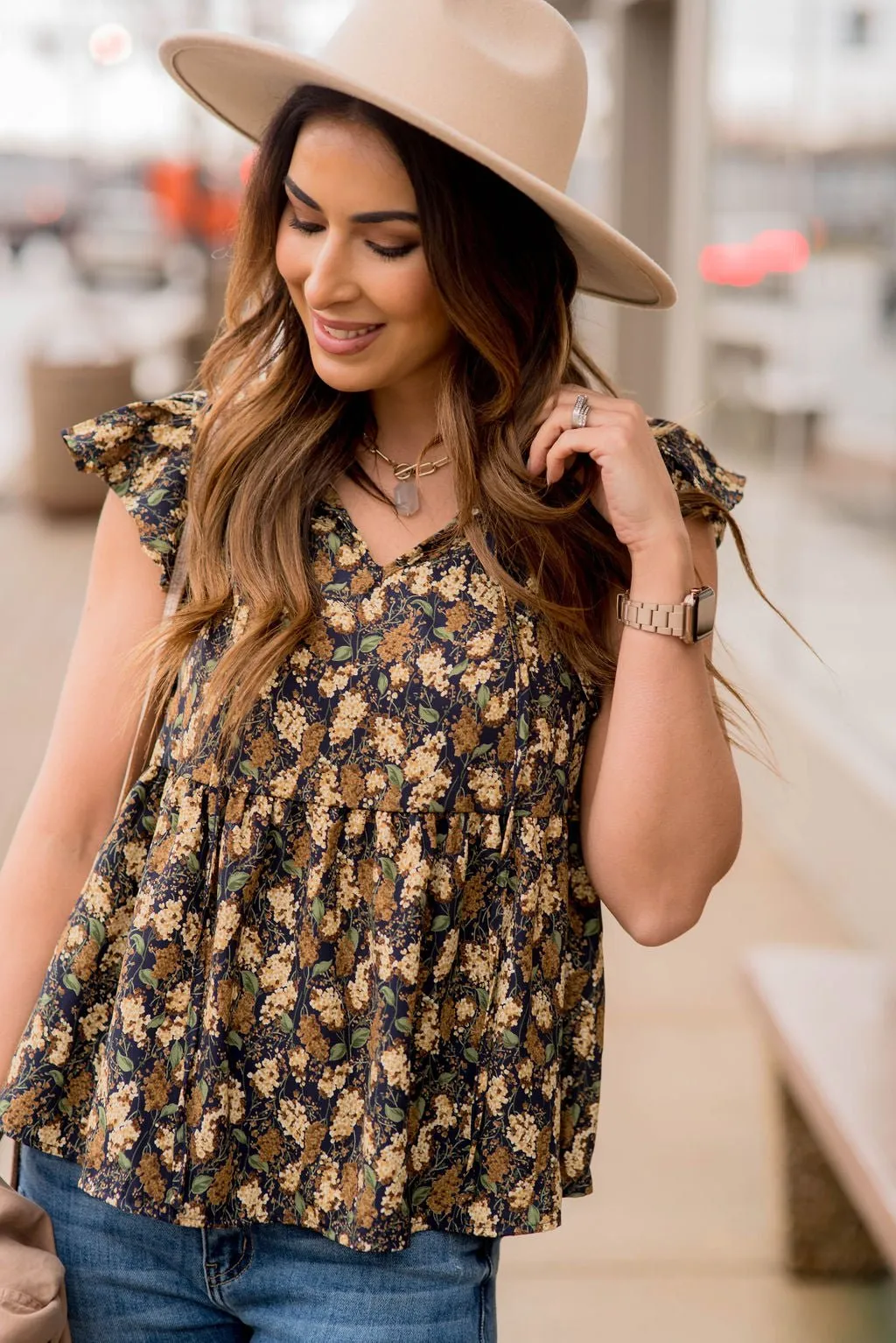 Blossoms Tiered V Blouse