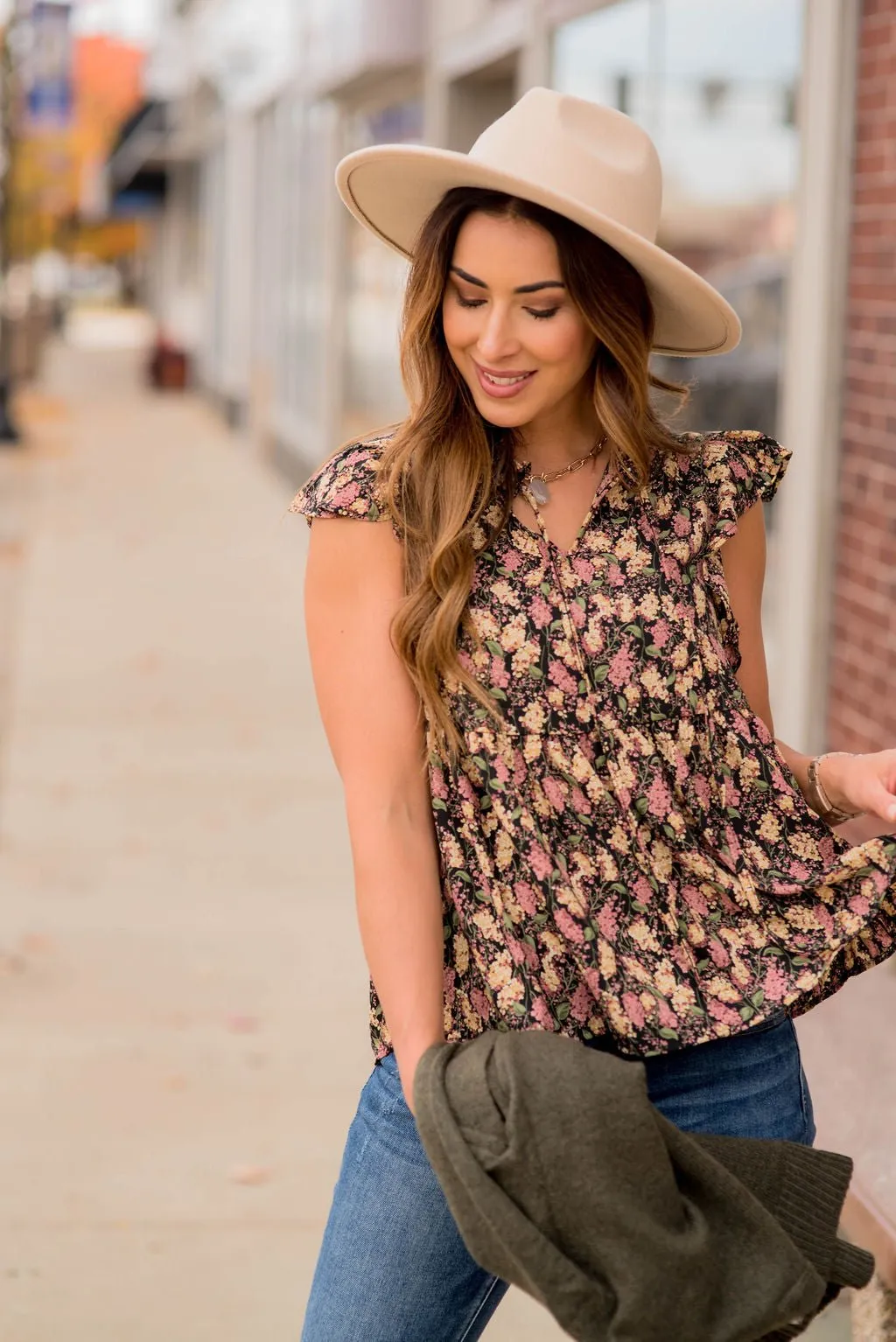 Blossoms Tiered V Blouse