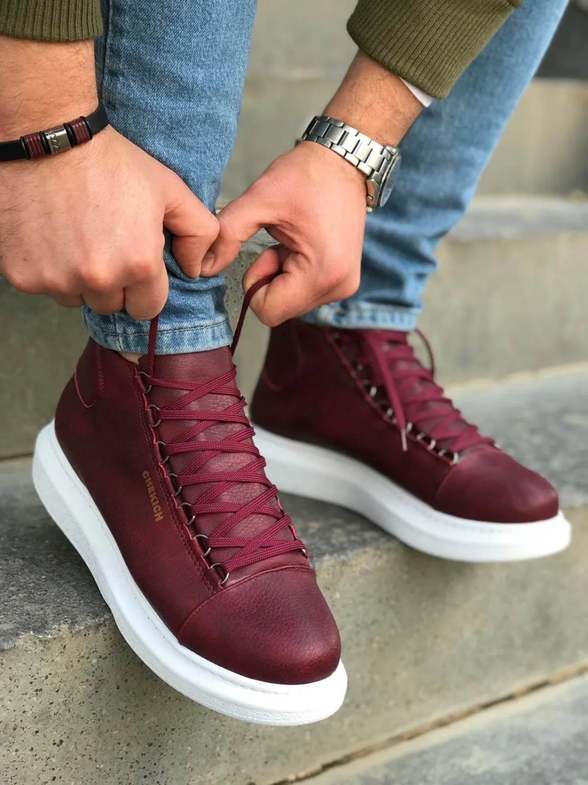 Bordeaux Mid Top Sneaker CH258