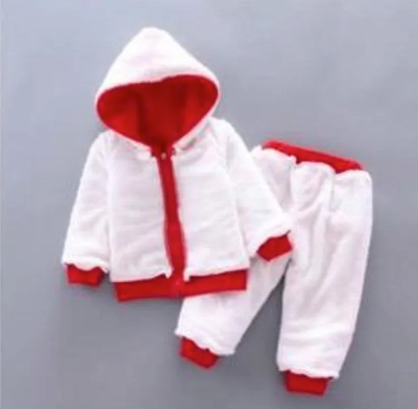 Boys And Girls Fluffy Warm  Hooded 2 Pcs Set