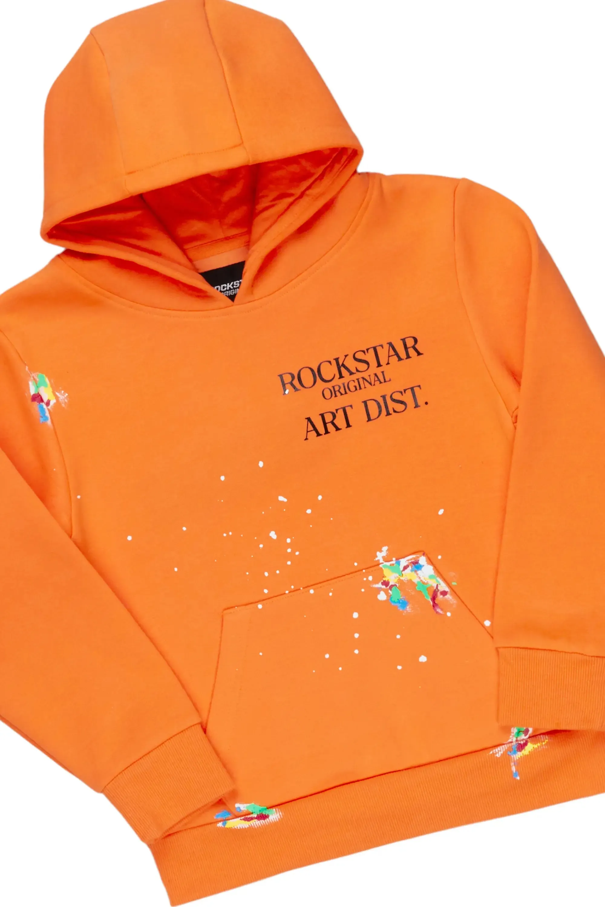 Boys Art Dist. Orange Hoodie Super Stacked Flare Track Set