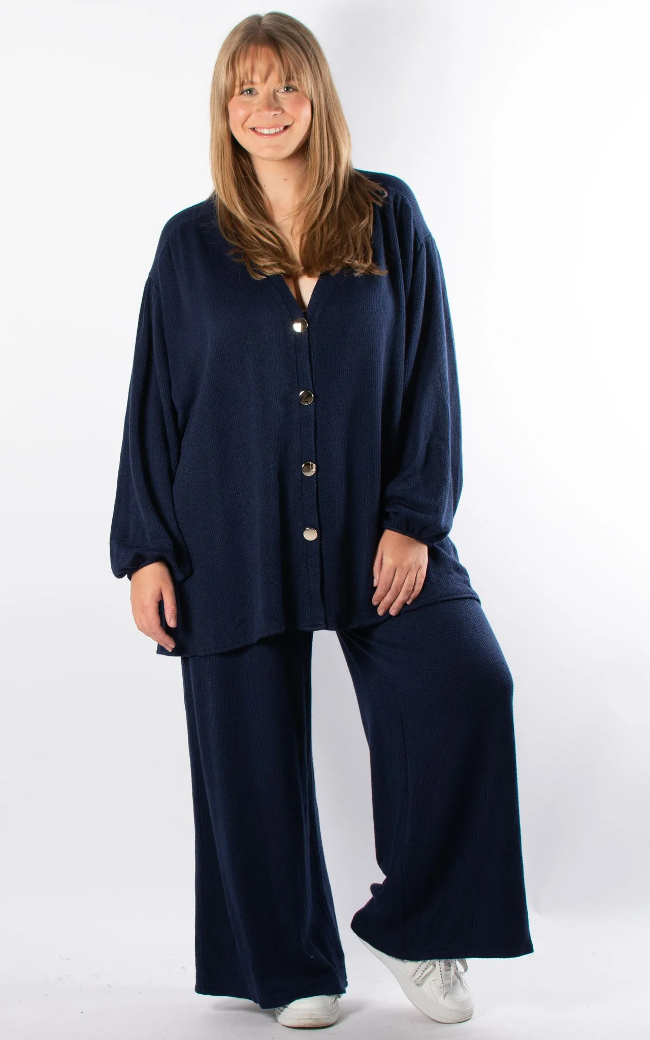 Button Cardigan Lounge Set | Navy