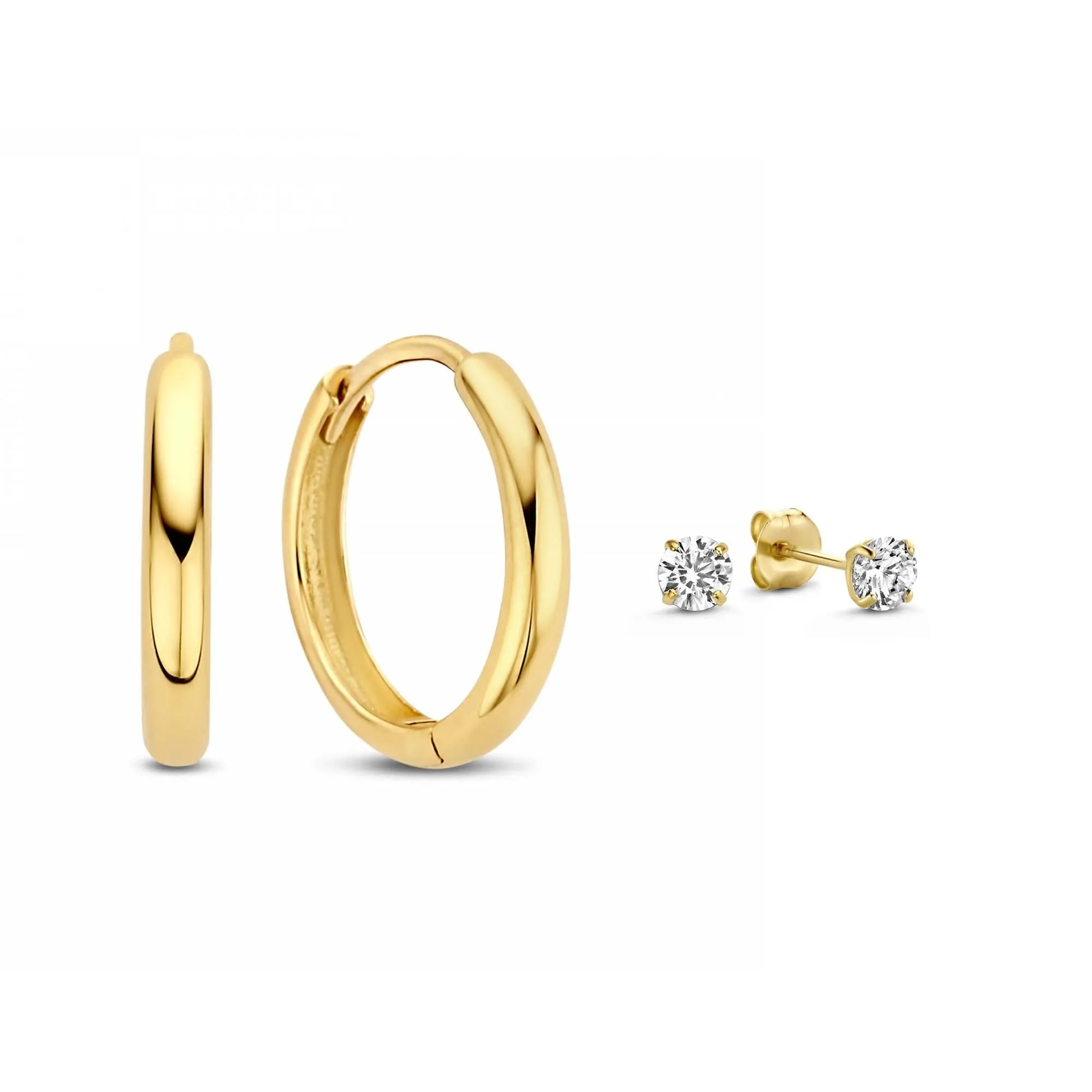 Cadeau d'Isabel 14 karat gold earring set with zirconia stones