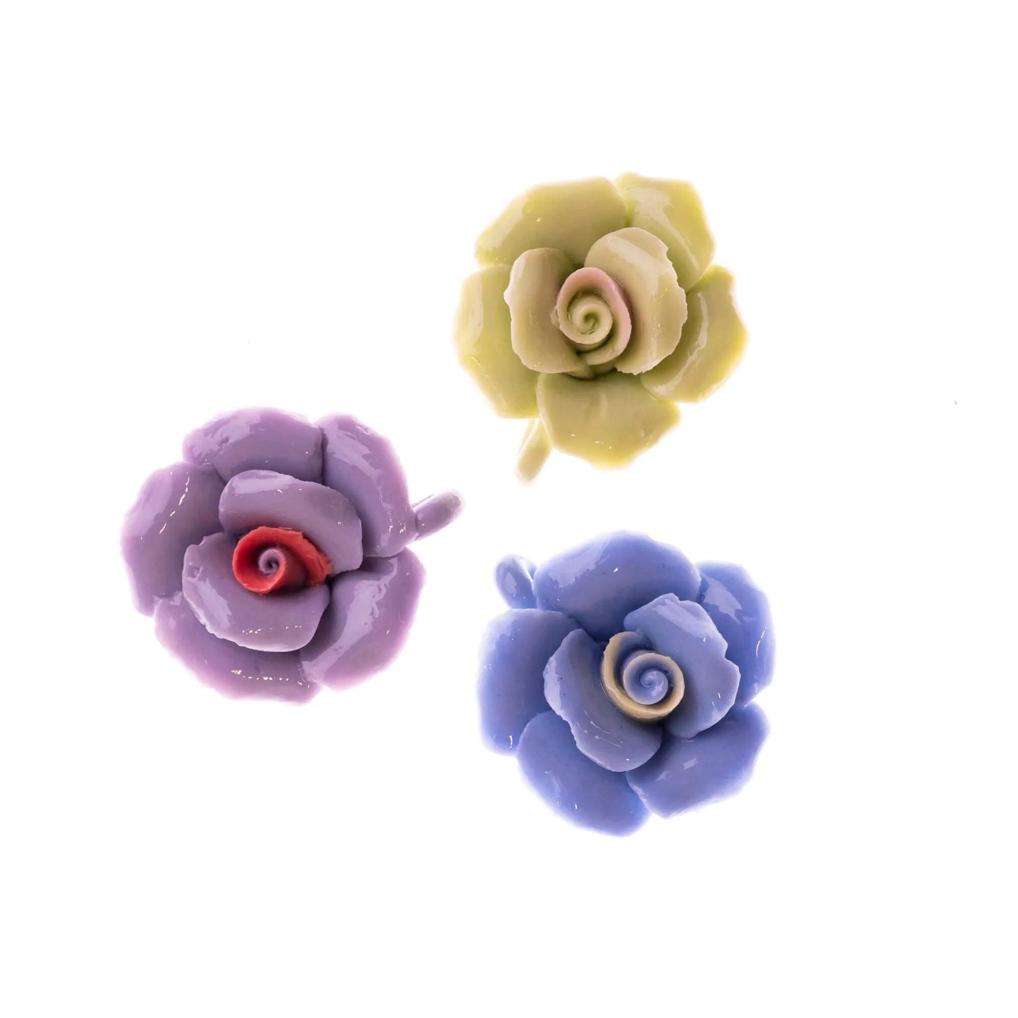 Ceramic Flower | Size : 28mm | 10 Pcs | 1 Hole