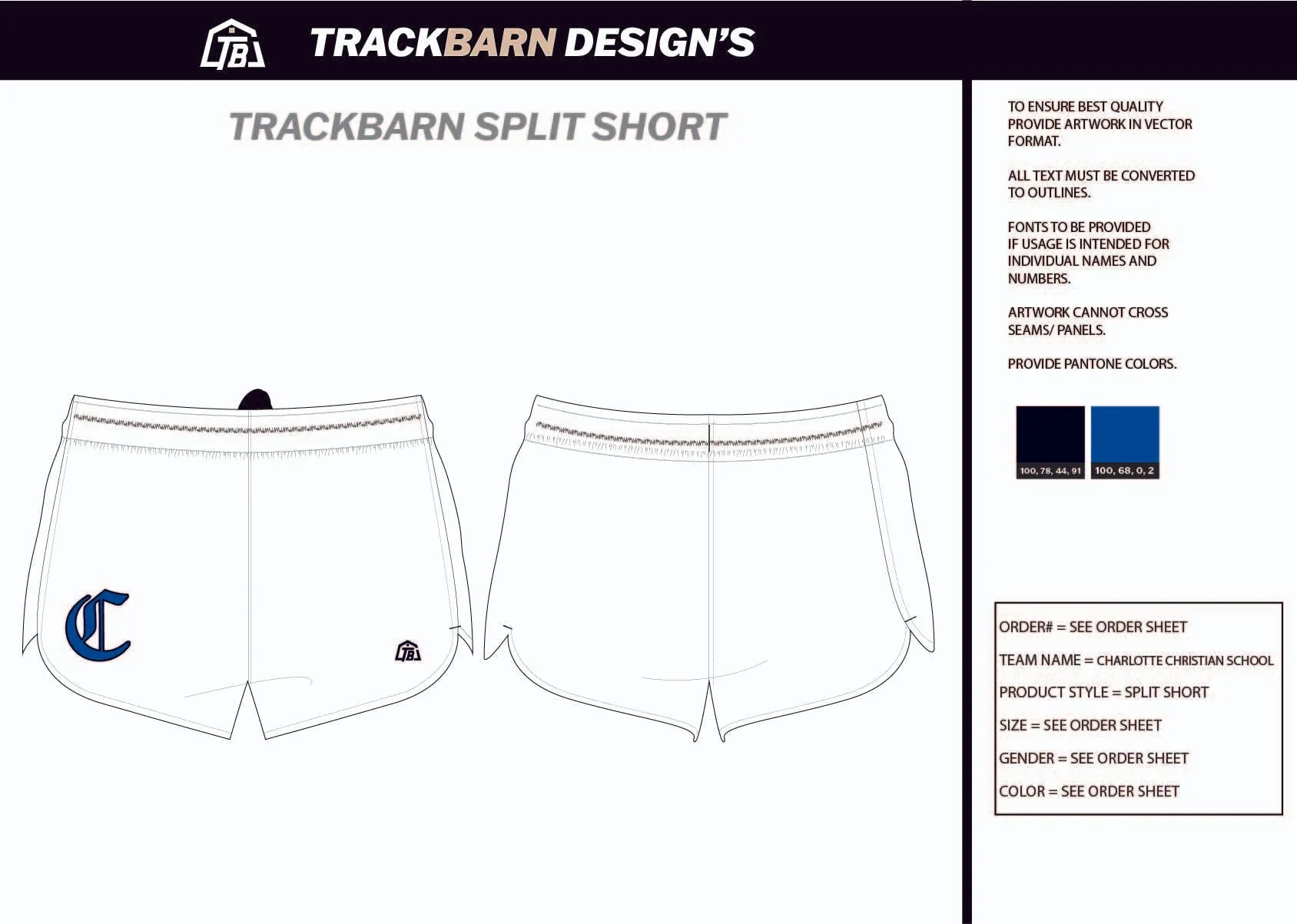 Charlotte-Christian-School Youth Split Track Short